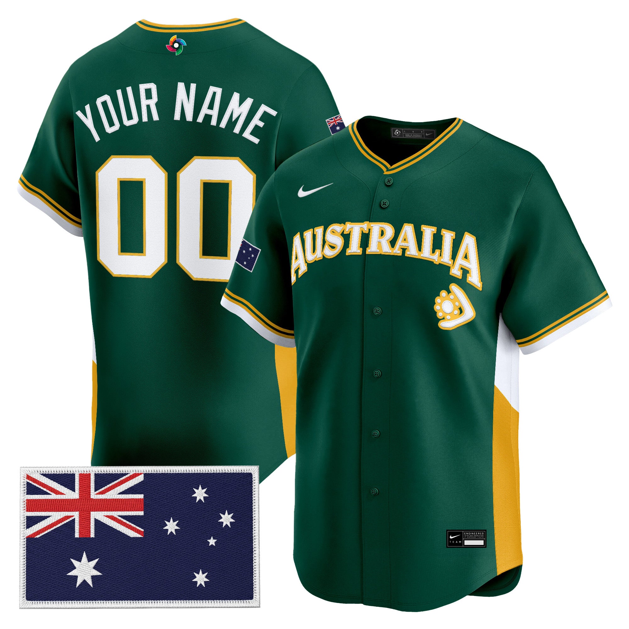 Team Australia 2026 World Baseball Classic Vapor Premier Custom Jersey - All Stitched