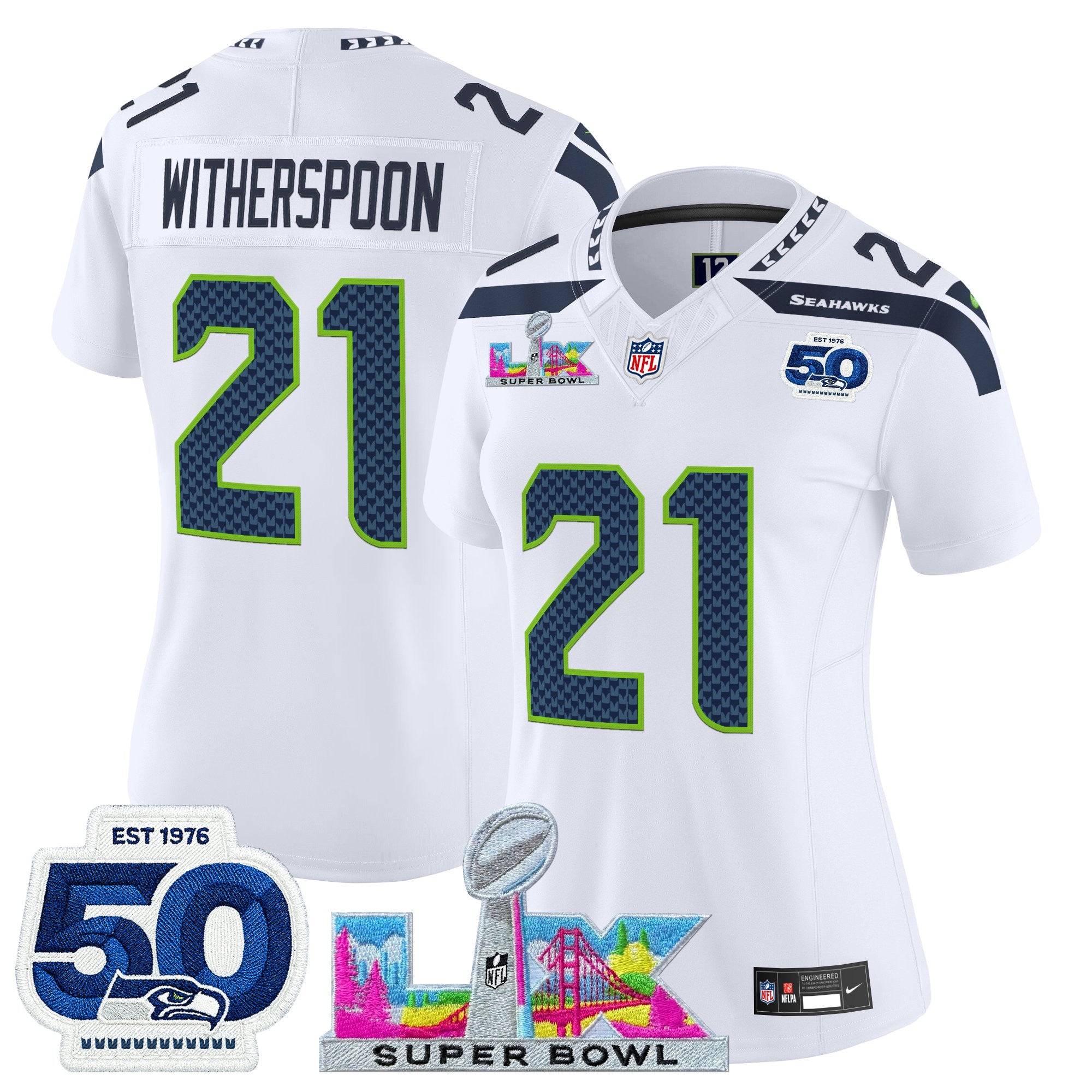 Women's Seattle Seahawks "Super Bowl LX & 50th Patch" Vapor Limited Jersey - All Stitched