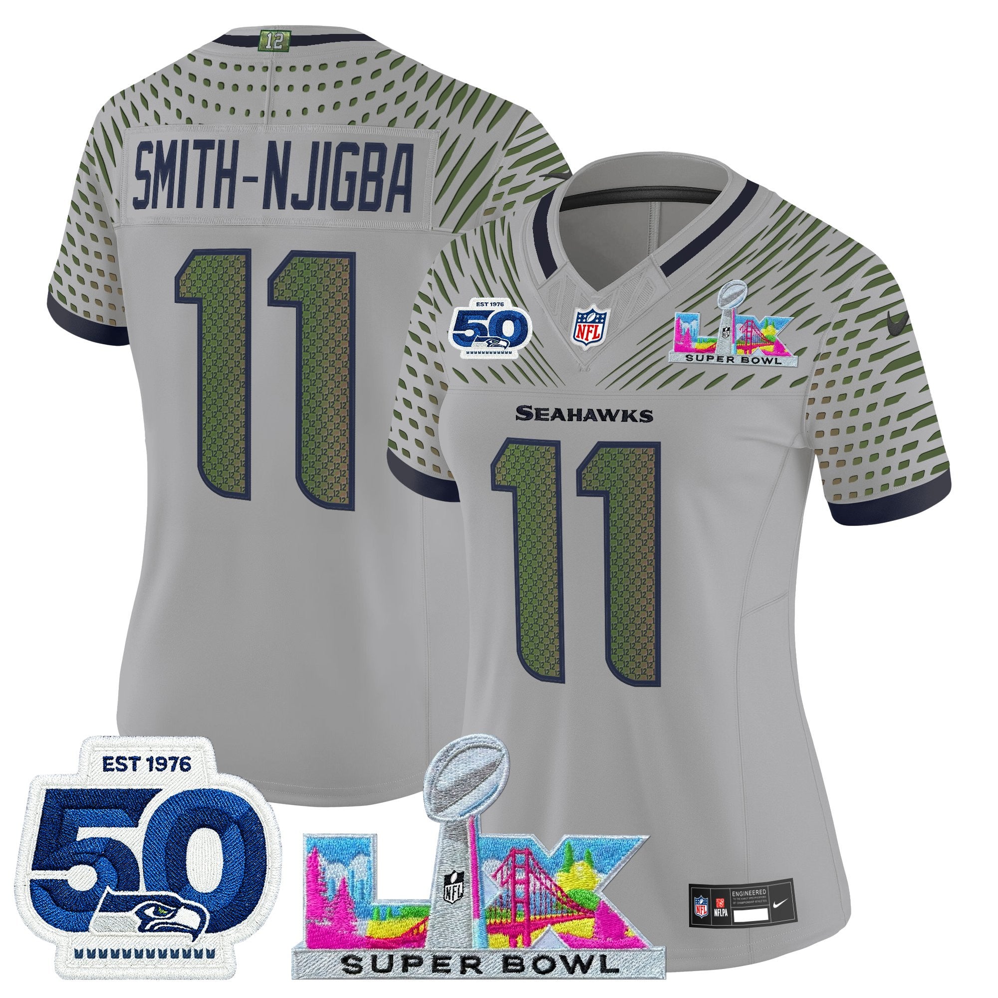 Women's Seattle Seahawks "Super Bowl LX & 50th Patch" Vapor Limited Jersey - All Stitched