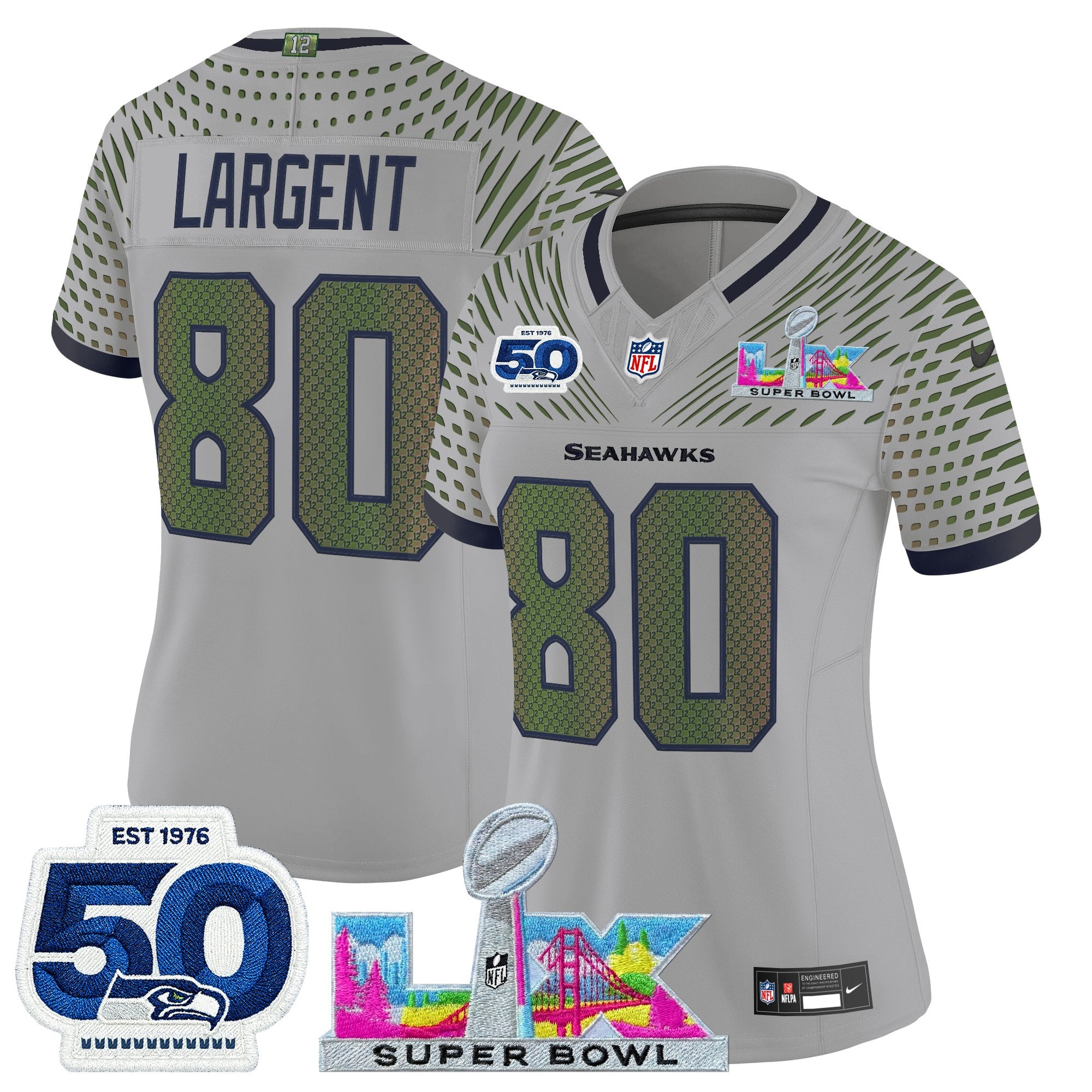 Women's Seattle Seahawks "Super Bowl LX & 50th Patch" Vapor Limited Jersey - All Stitched
