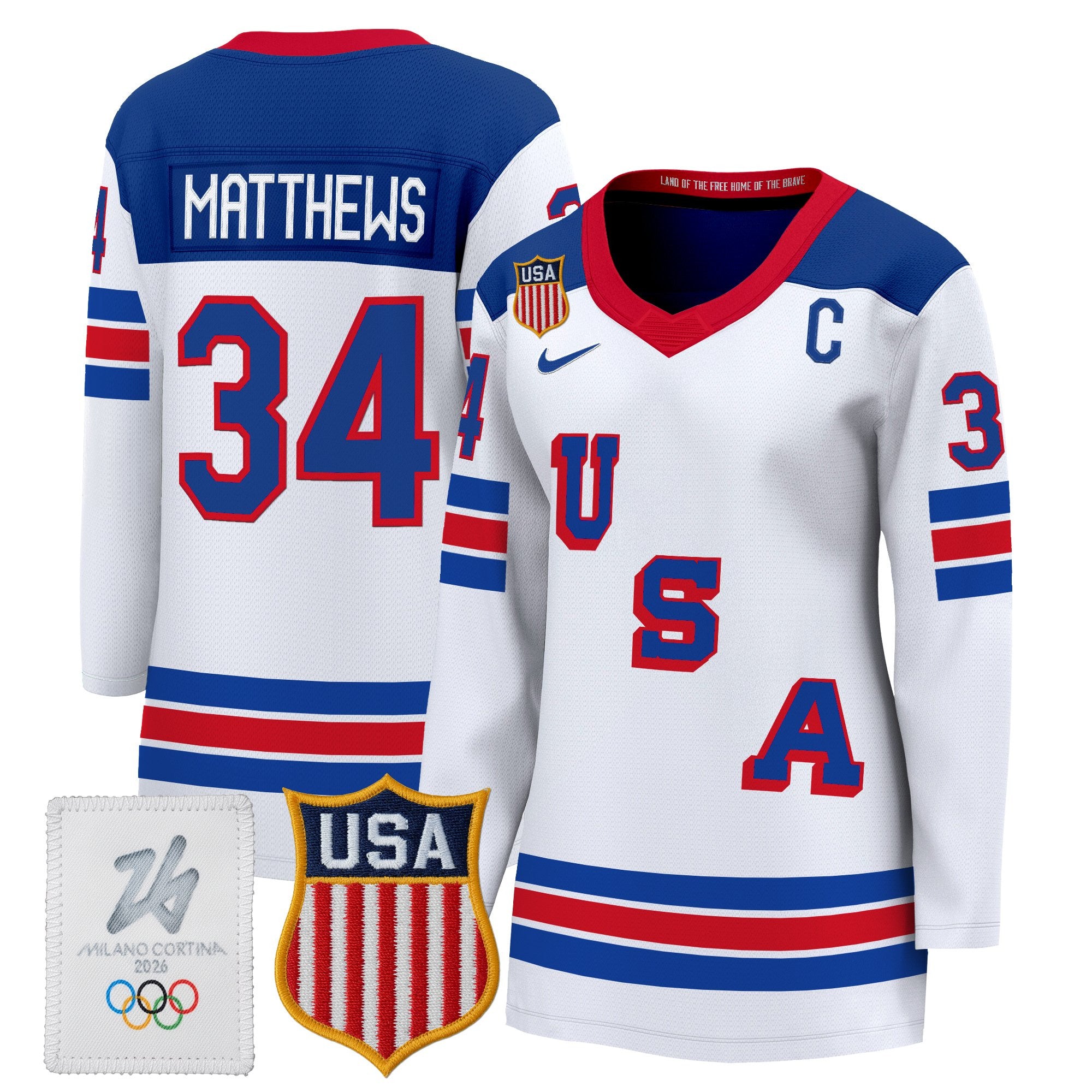 Women's 2026 USA Olympic Premium Hockey Jersey - All Stitched