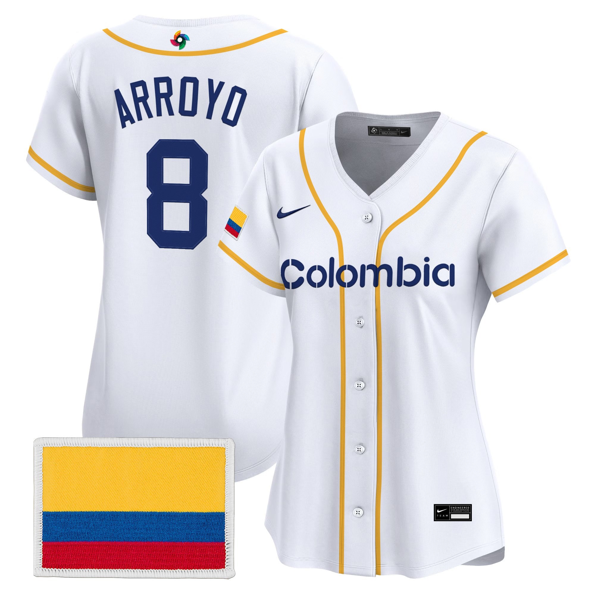 Women's Team Colombia 2026 World Baseball Classic Vapor Premier Jersey - All Stitched