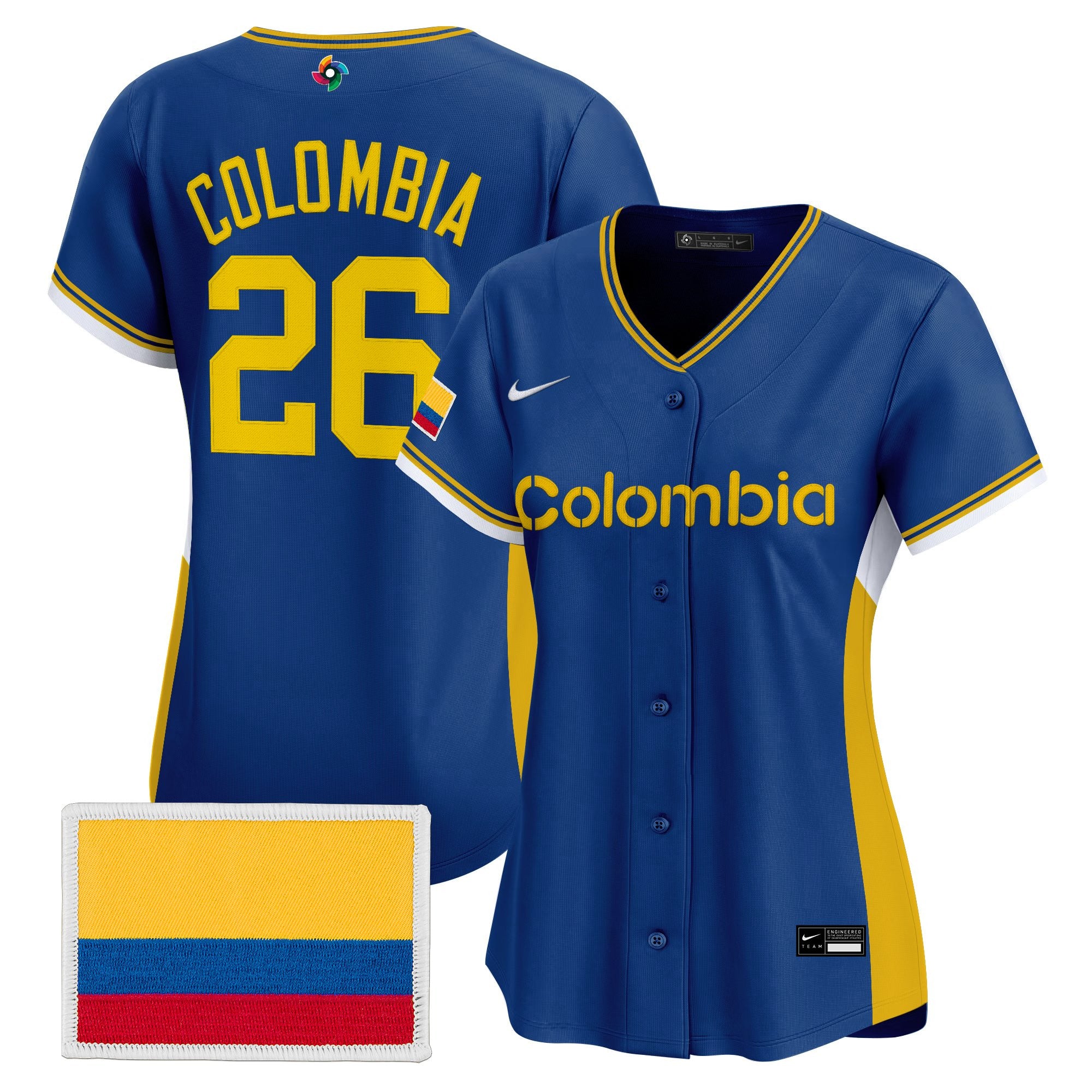 Women's Team Colombia 2026 World Baseball Classic Vapor Premier Jersey - All Stitched