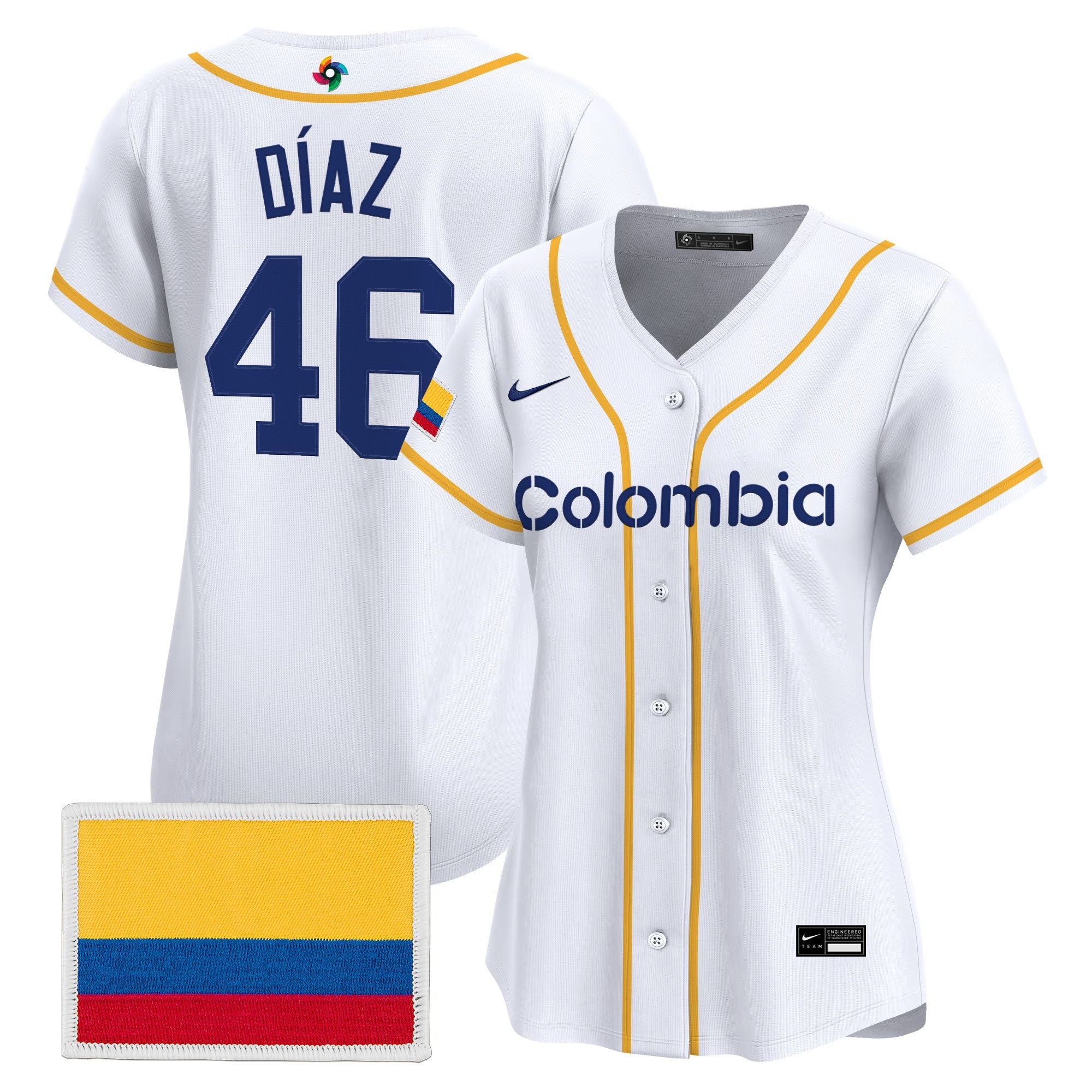 Women's Team Colombia 2026 World Baseball Classic Vapor Premier Jersey - All Stitched