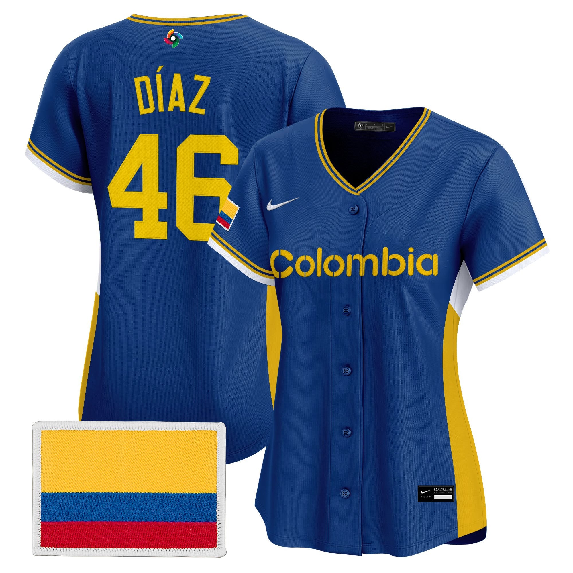 Women's Team Colombia 2026 World Baseball Classic Vapor Premier Jersey - All Stitched
