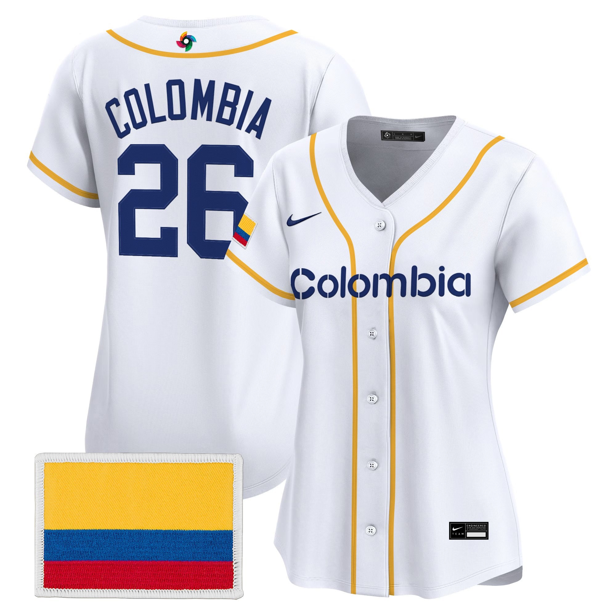 Women's Team Colombia 2026 World Baseball Classic Vapor Premier Jersey - All Stitched