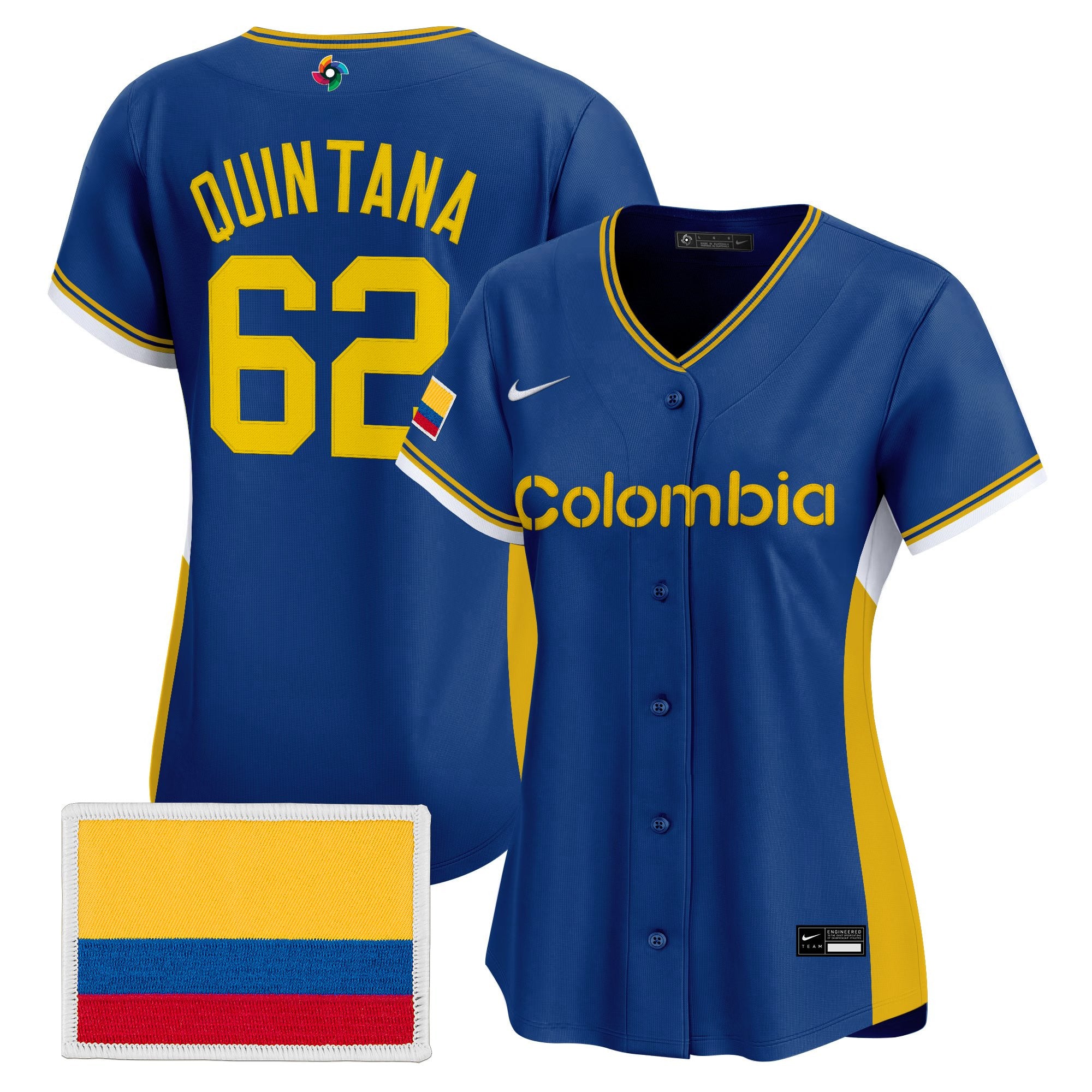 Women's Team Colombia 2026 World Baseball Classic Vapor Premier Jersey - All Stitched