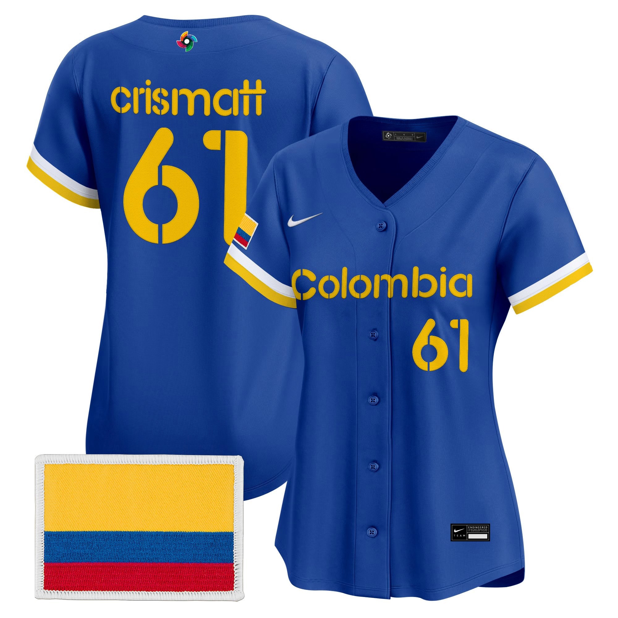 Women's Team Colombia 2026 World Baseball Classic Vapor Premier Jersey - All Stitched