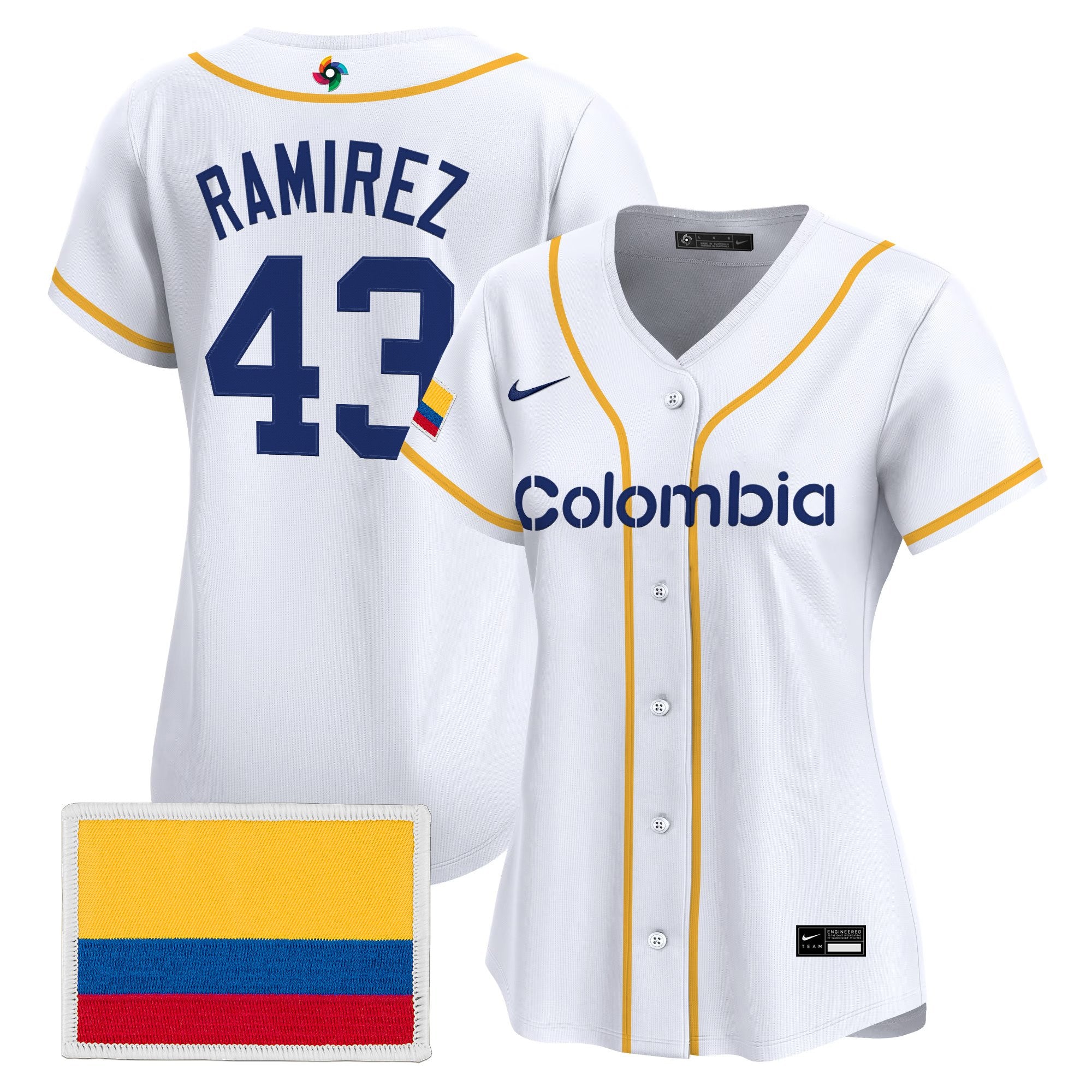 Women's Team Colombia 2026 World Baseball Classic Vapor Premier Jersey - All Stitched