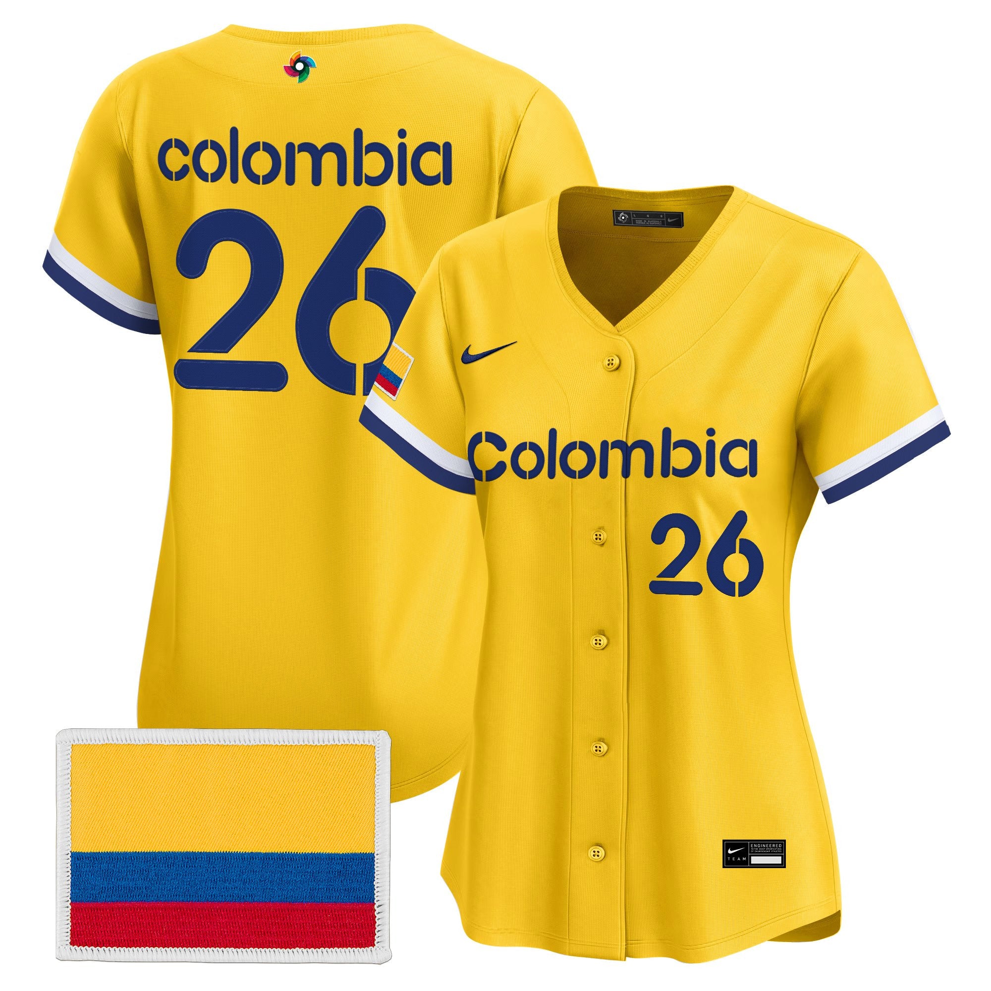 Women's Team Colombia 2026 World Baseball Classic Vapor Premier Jersey - All Stitched