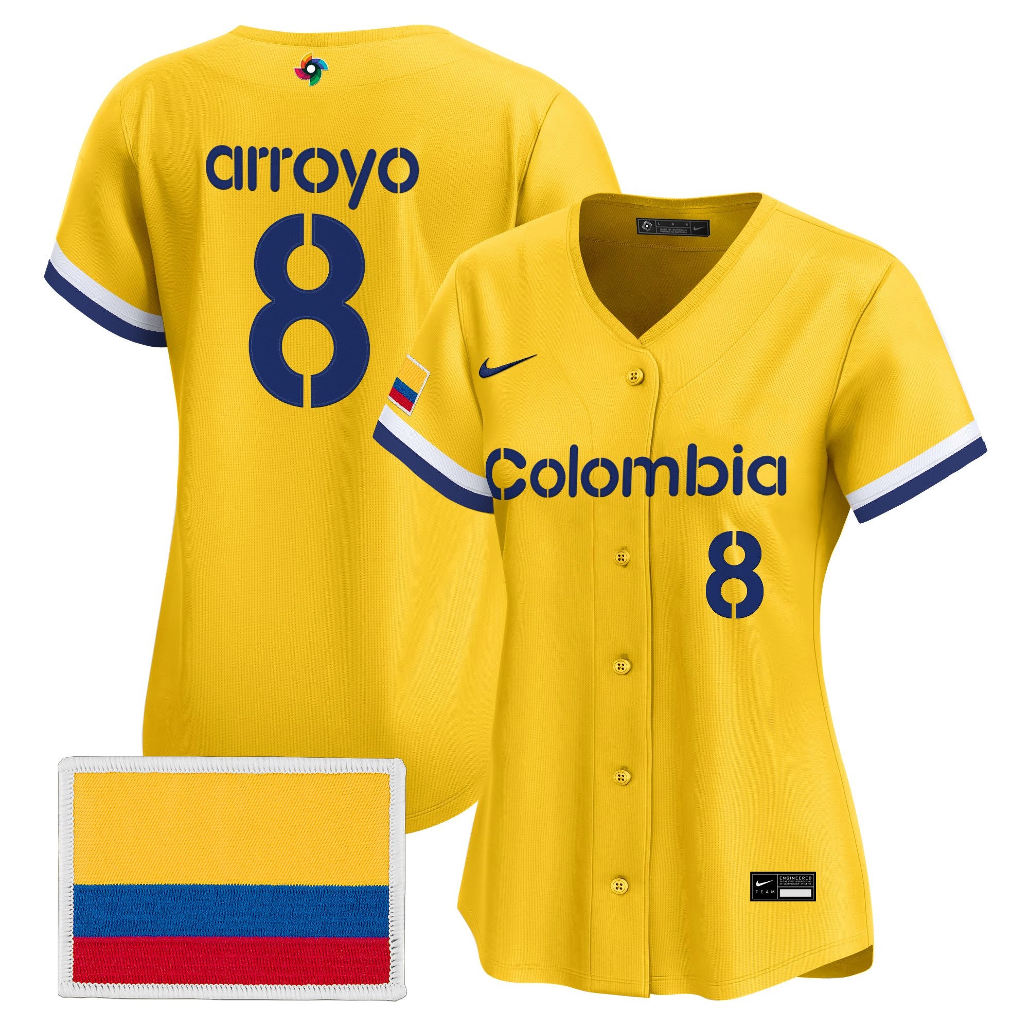 Women's Team Colombia 2026 World Baseball Classic Vapor Premier Jersey - All Stitched