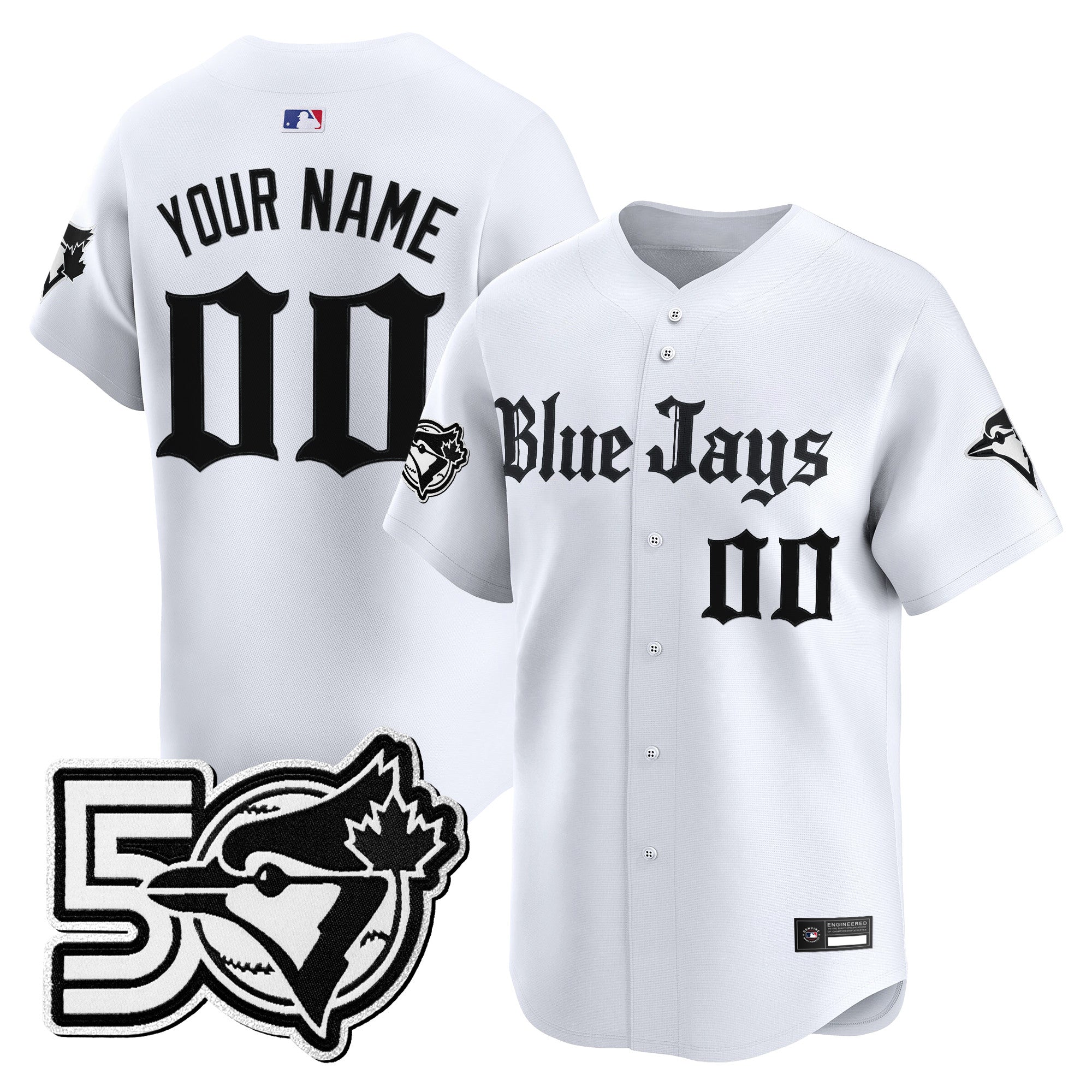 Toronto Blue Jays 50 Seasons Patch Vapor Premier Limited Custom Jersey - Gothic North Edition - All Stitched
