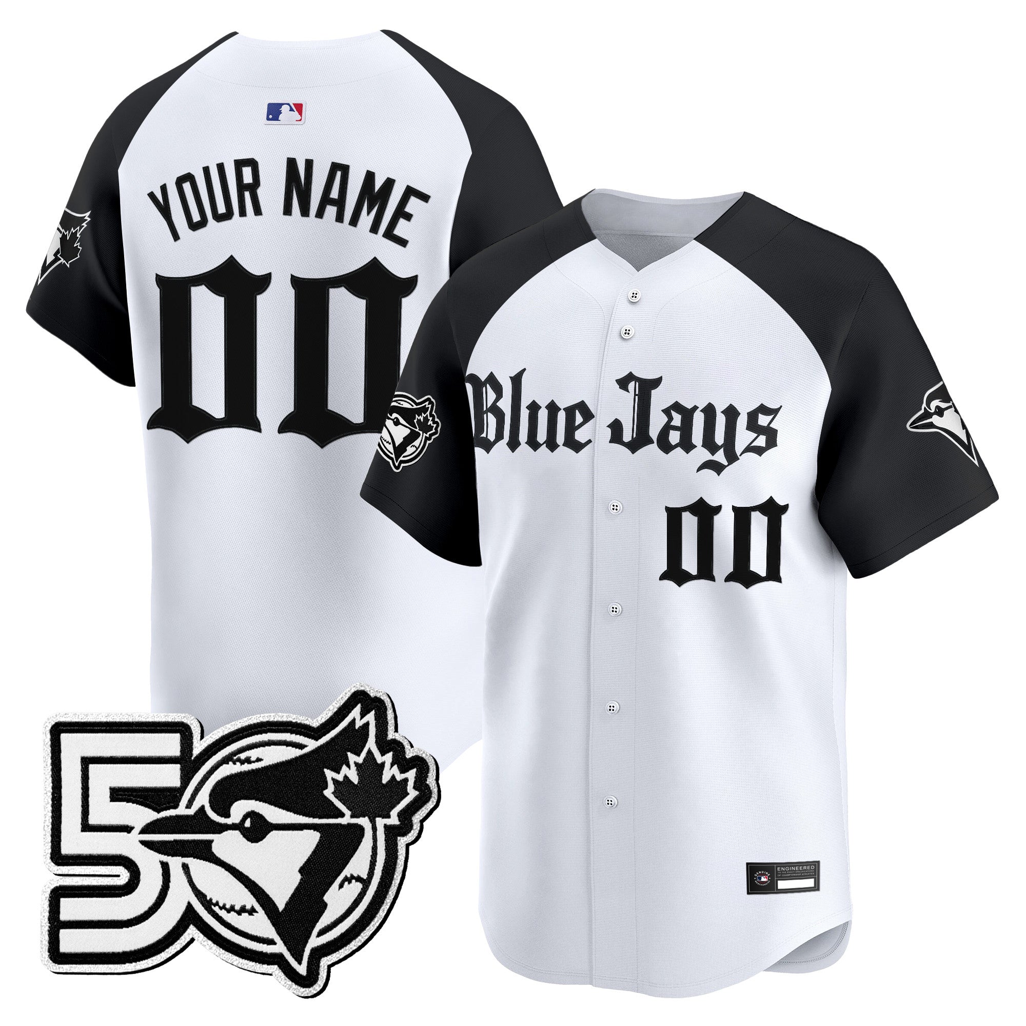 Toronto Blue Jays 50 Seasons Patch Vapor Premier Limited Custom Jersey - Gothic North Edition - All Stitched
