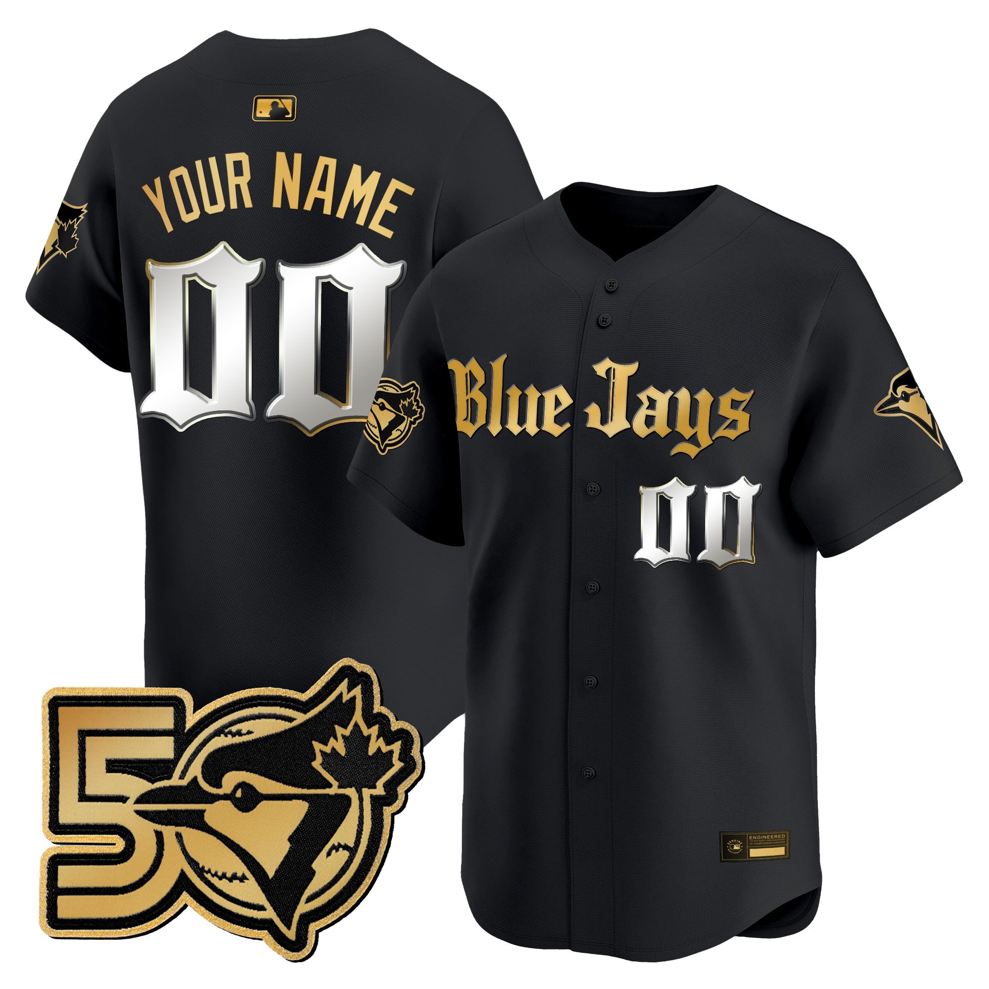 Toronto Blue Jays 50 Seasons Patch Vapor Premier Limited Custom Jersey - Gothic North Edition - All Stitched
