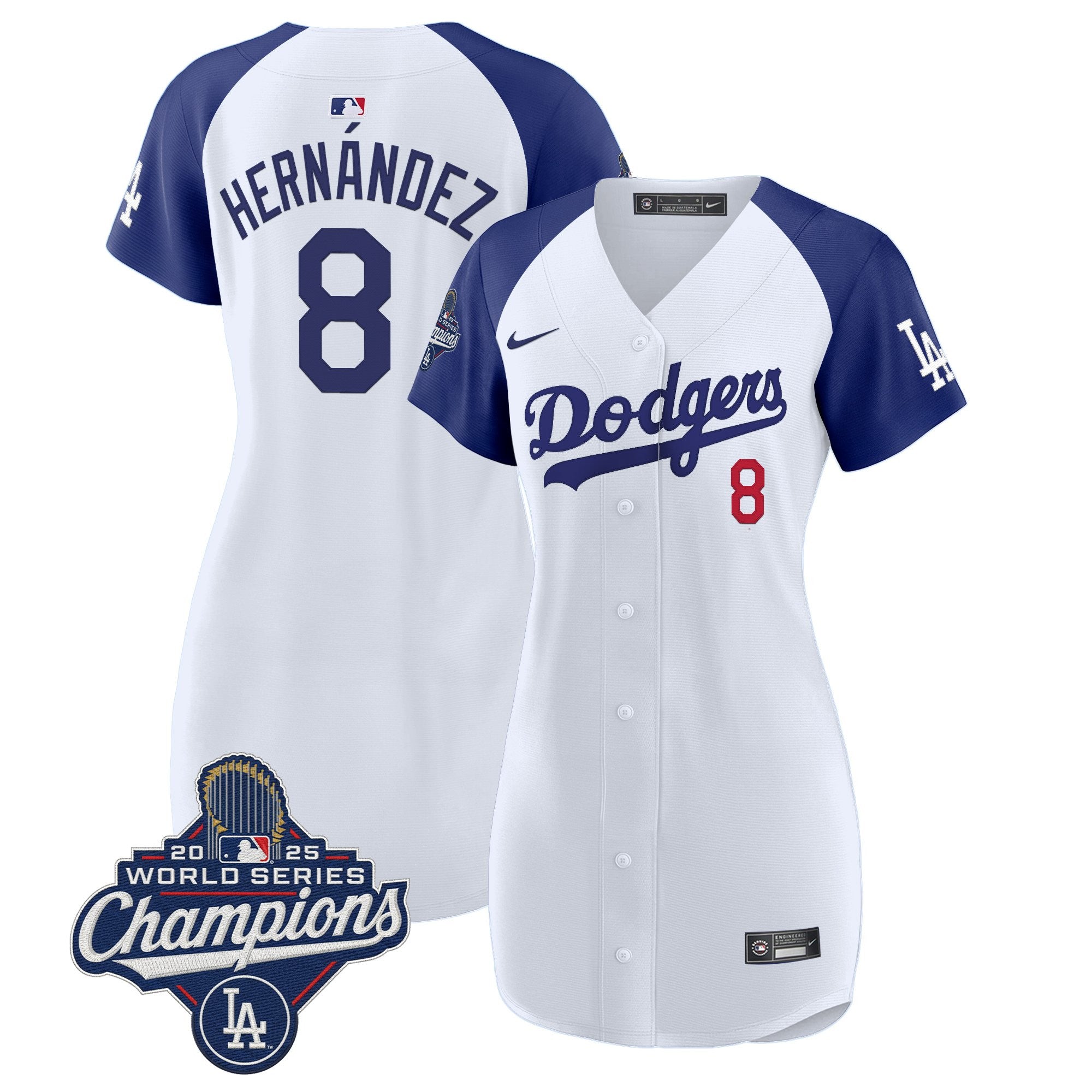 Women's Dodgers 2025 World Series Champions Patch Baseball Dress - All Stitched