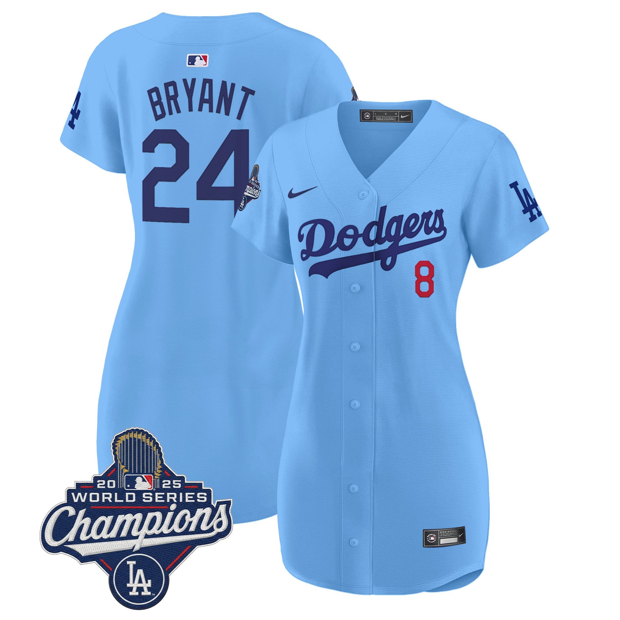 Women's Dodgers 2025 World Series Champions Patch Baseball Dress - All Stitched