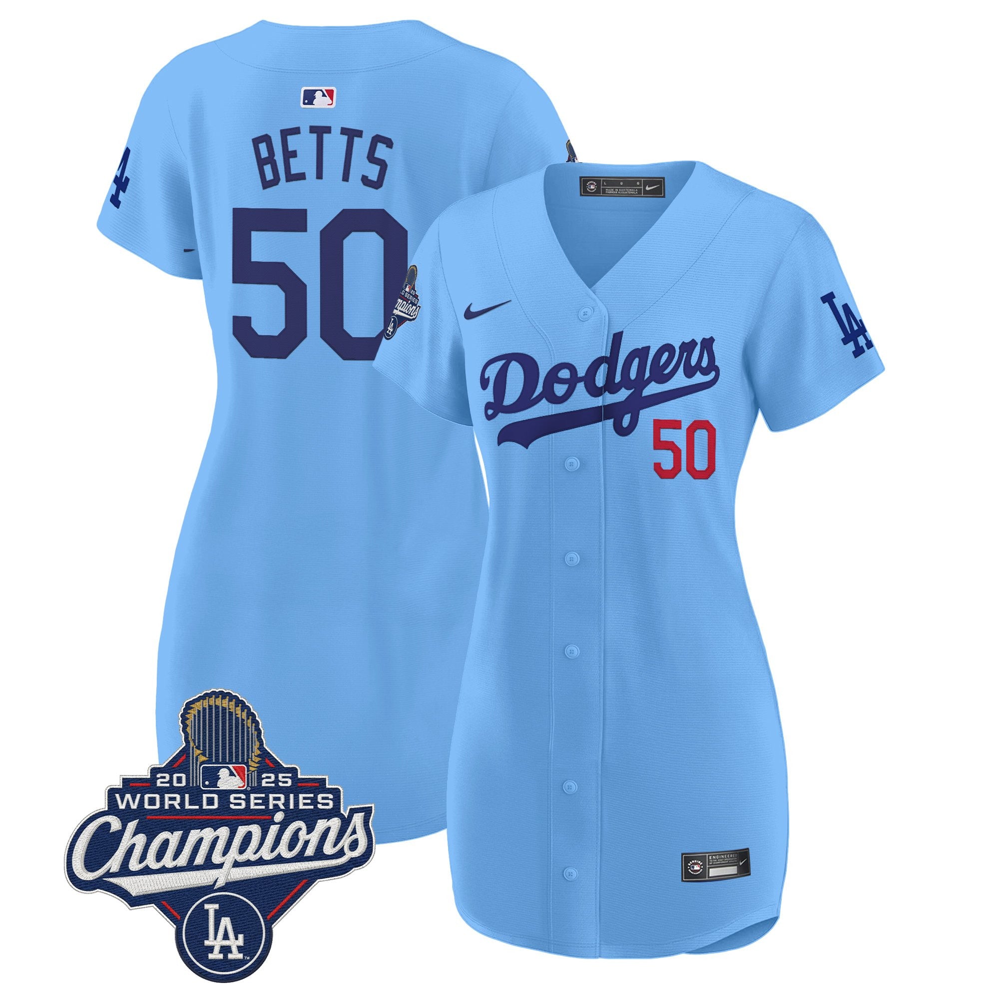 Women's Dodgers 2025 World Series Champions Patch Baseball Dress - All Stitched