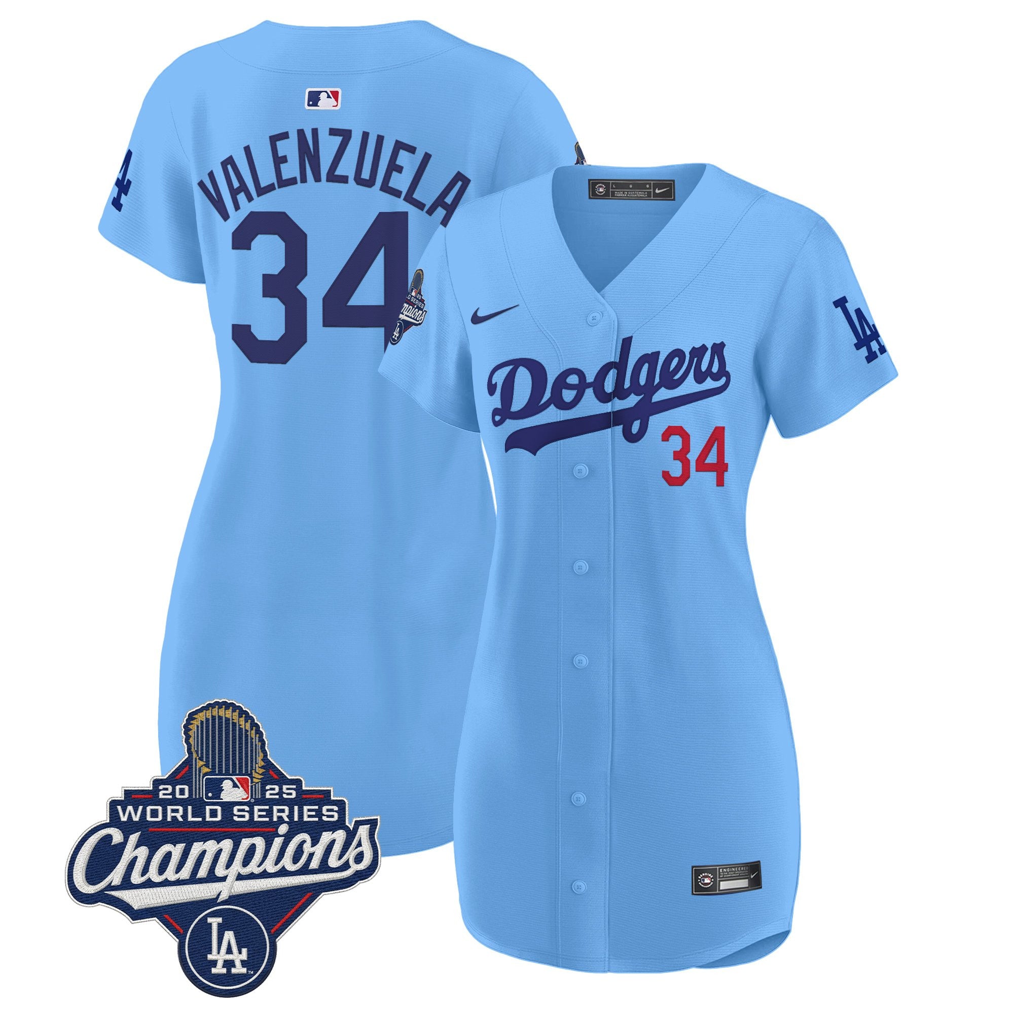 Women's Dodgers 2025 World Series Champions Patch Baseball Dress - All Stitched