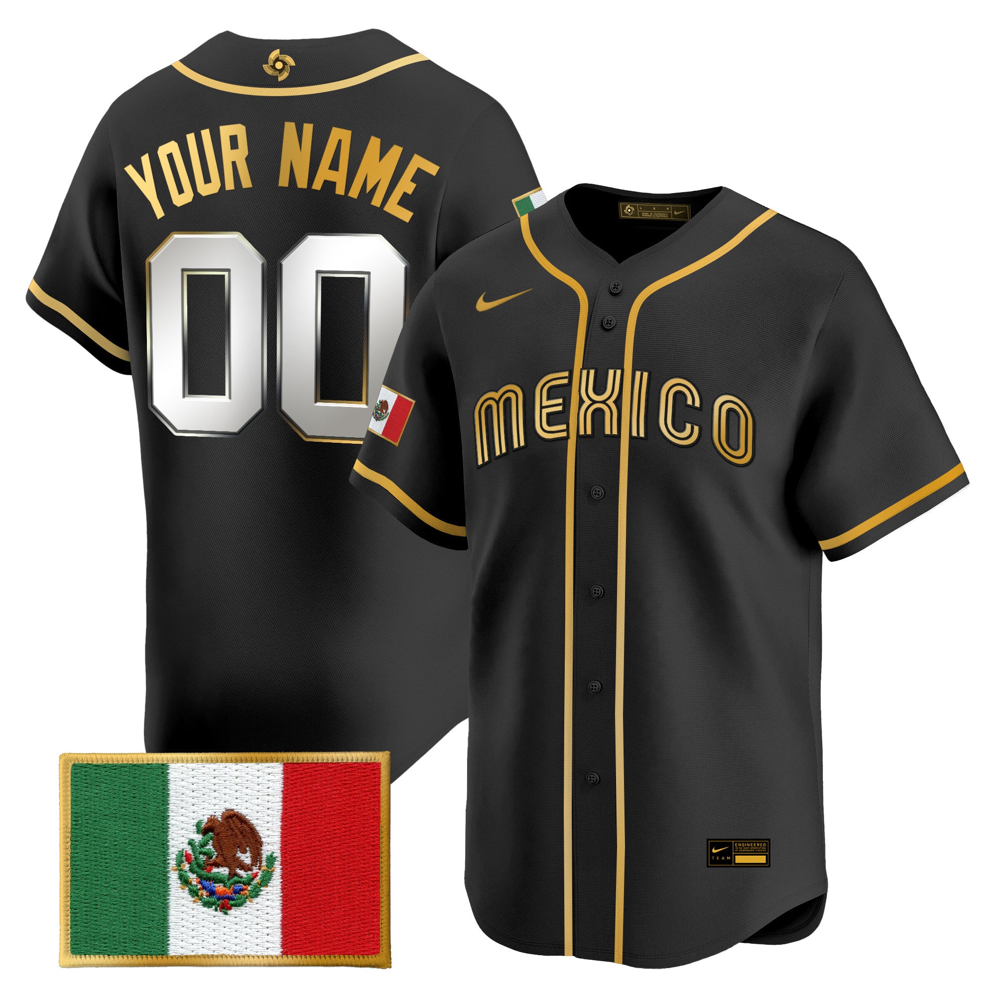 Team Mexico World Baseball Classic Gold Vapor Premier Custom Jersey - All Stitched