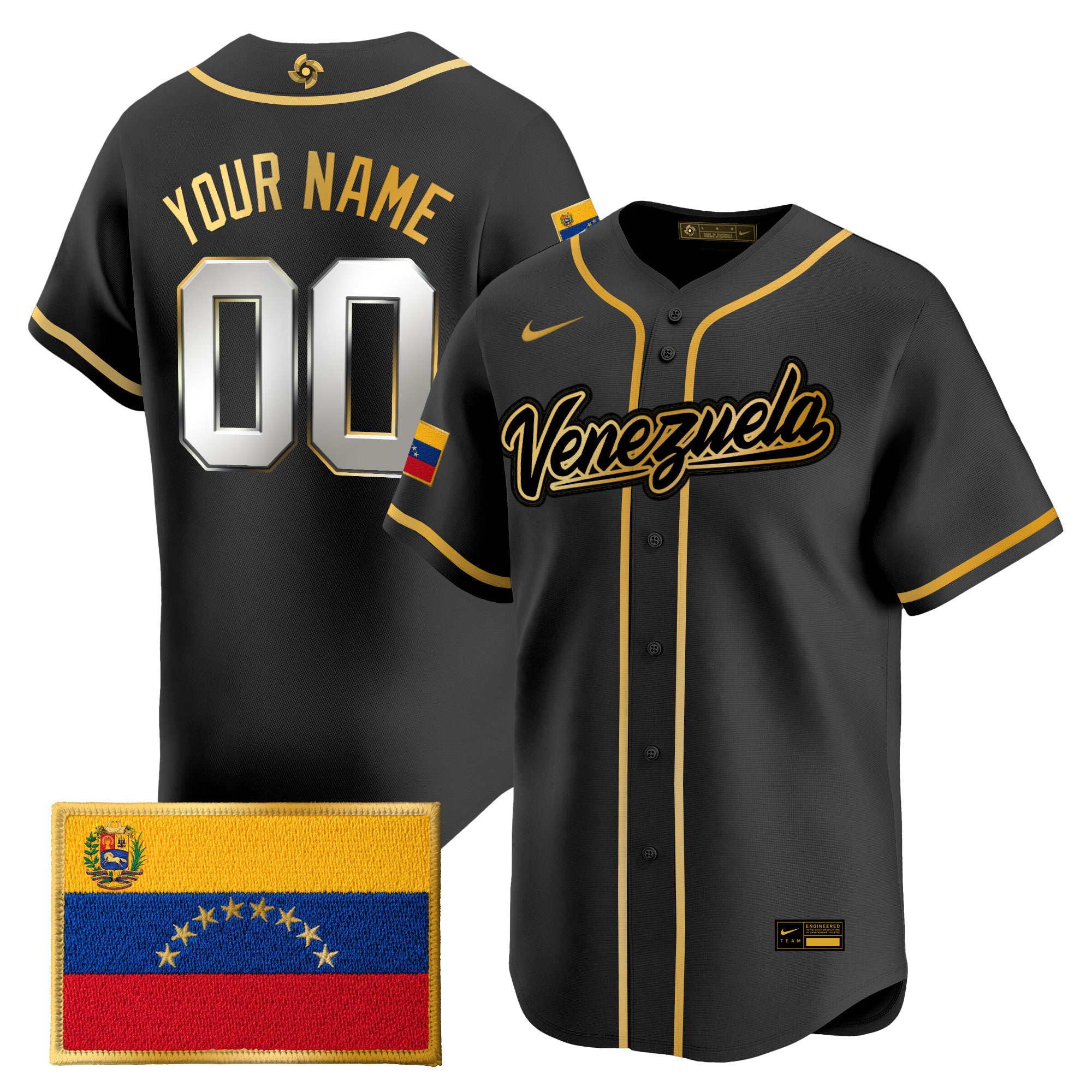 Team Venezuela World Baseball Classic Gold Vapor Premier Custom Jersey - All Stitched