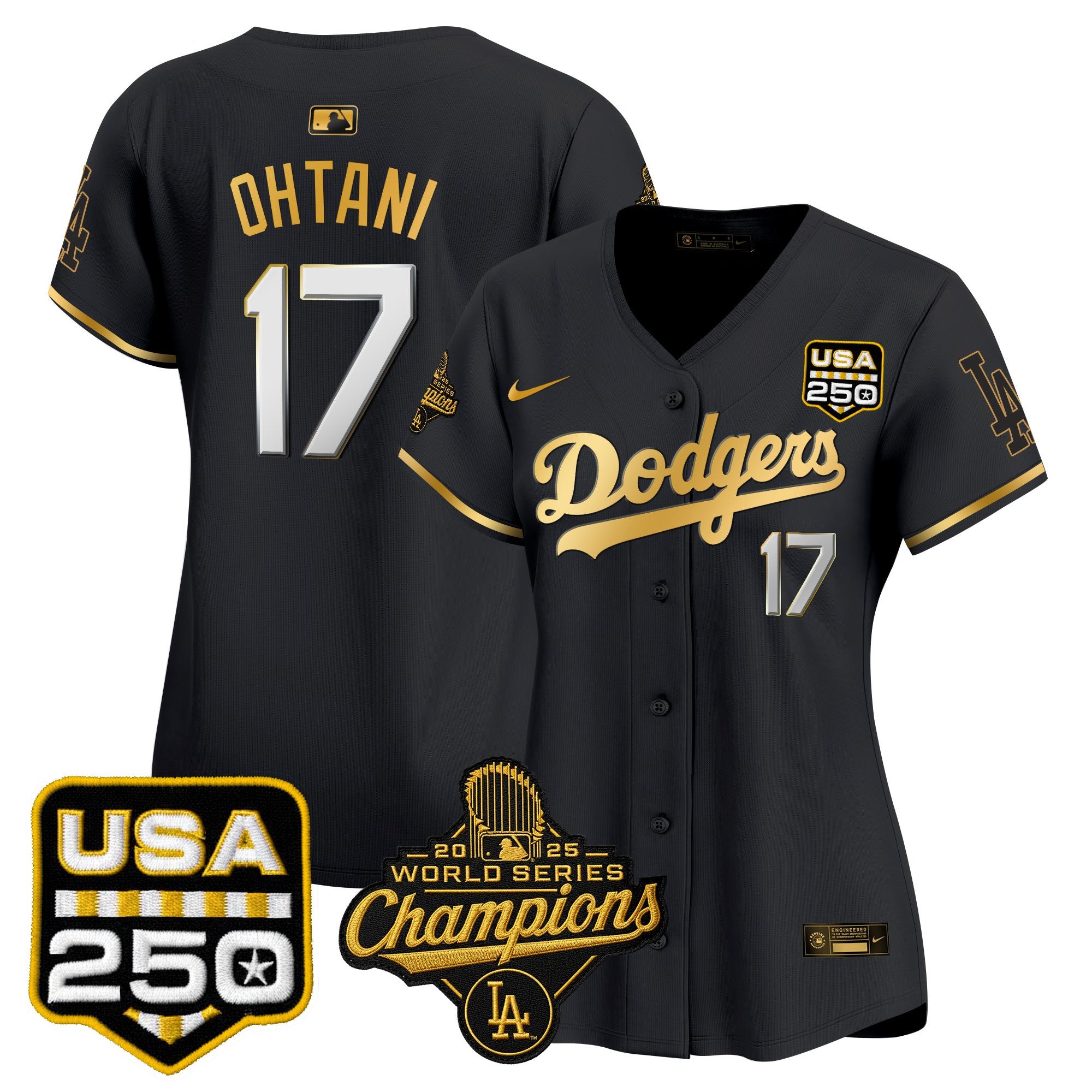 Women's Dodgers 2025 World Series Champions & 250America Patch Vapor Premier Limited Jersey - All Stitched
