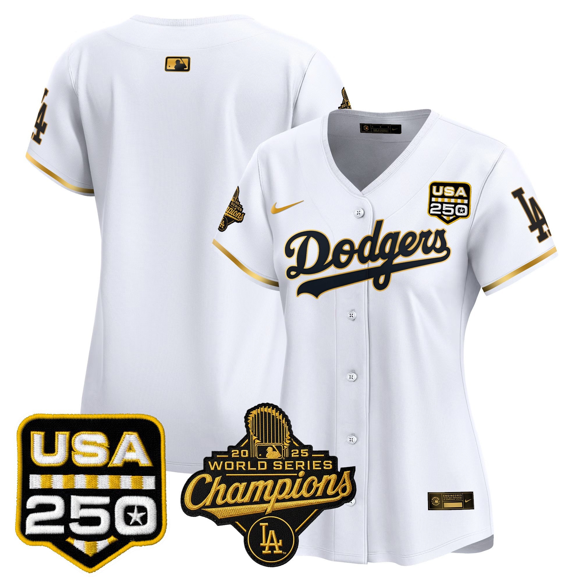 Women's Dodgers 2025 World Series Champions & 250America Patch Vapor Premier Limited Jersey - All Stitched