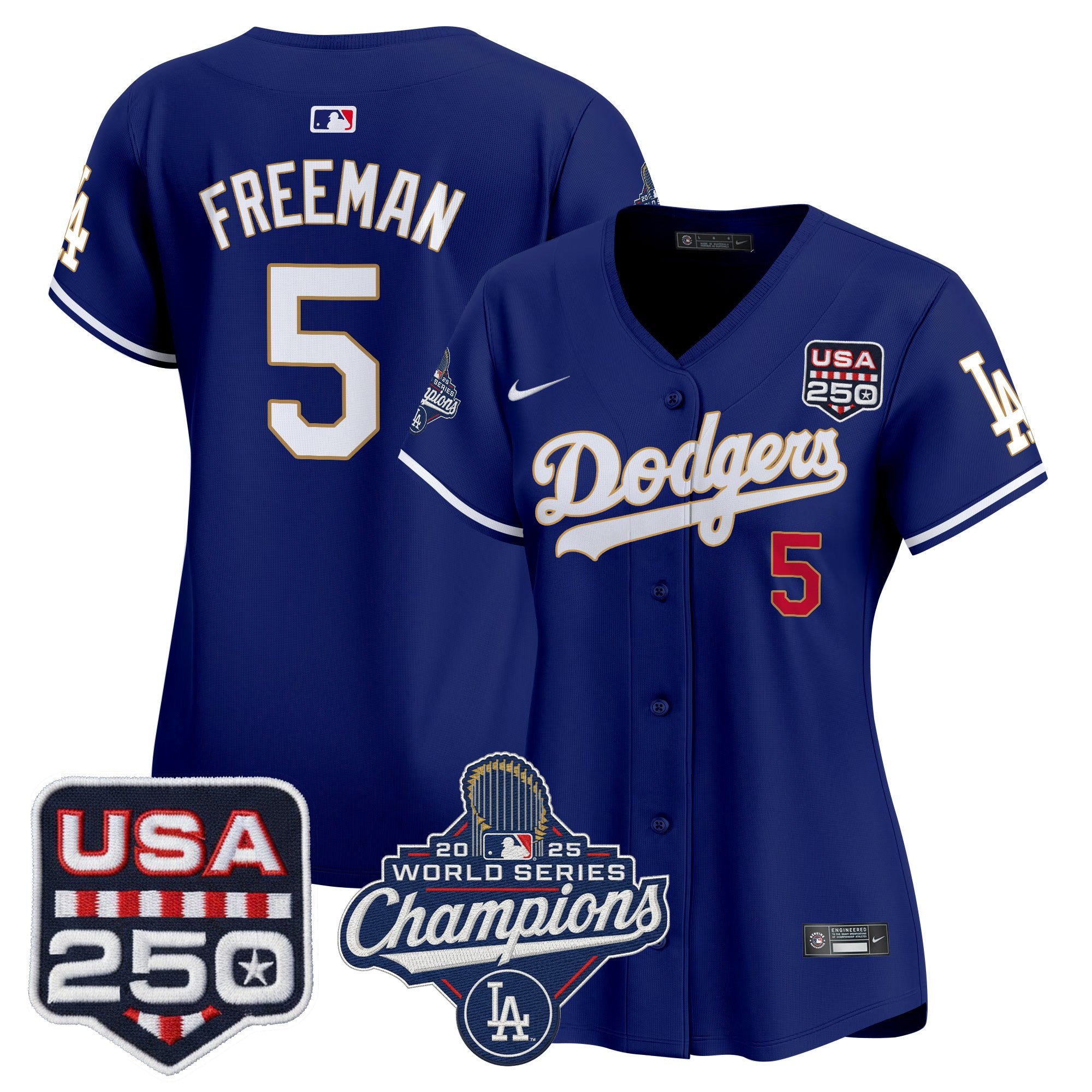 Women's Dodgers 2025 World Series Champions & 250America Patch Vapor Premier Limited Jersey - All Stitched