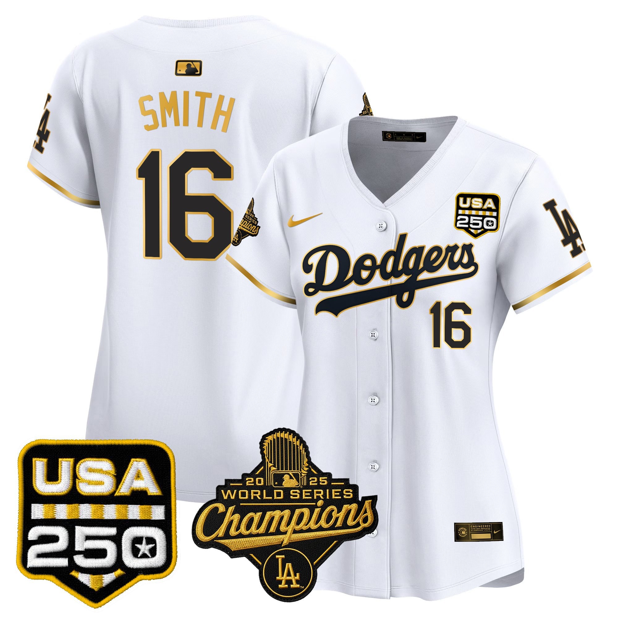 Women's Dodgers 2025 World Series Champions & 250America Patch Vapor Premier Limited Jersey - All Stitched