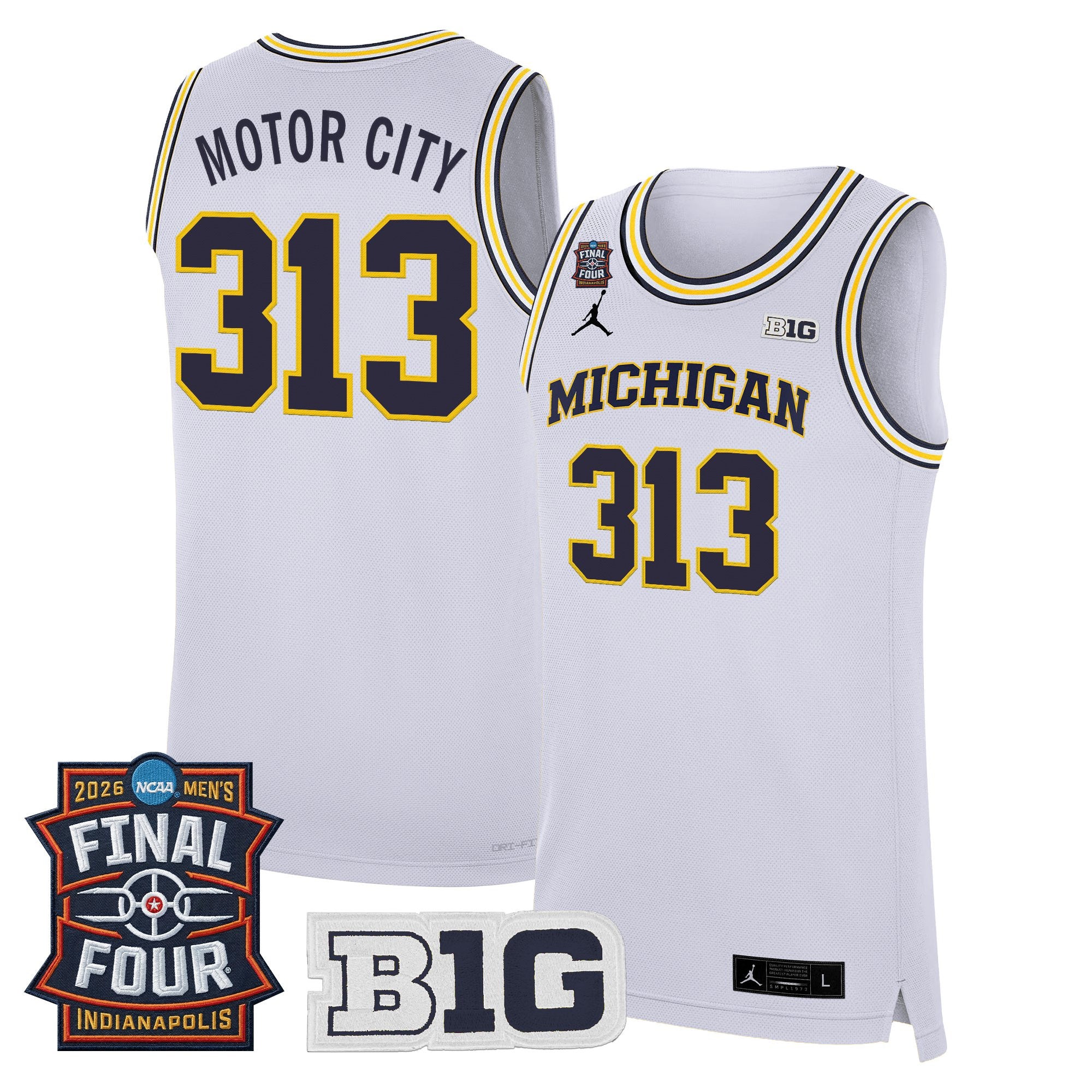 Men's Michigan Wolverines 2026 Final Four Patch Basketball Jersey - All Stitched