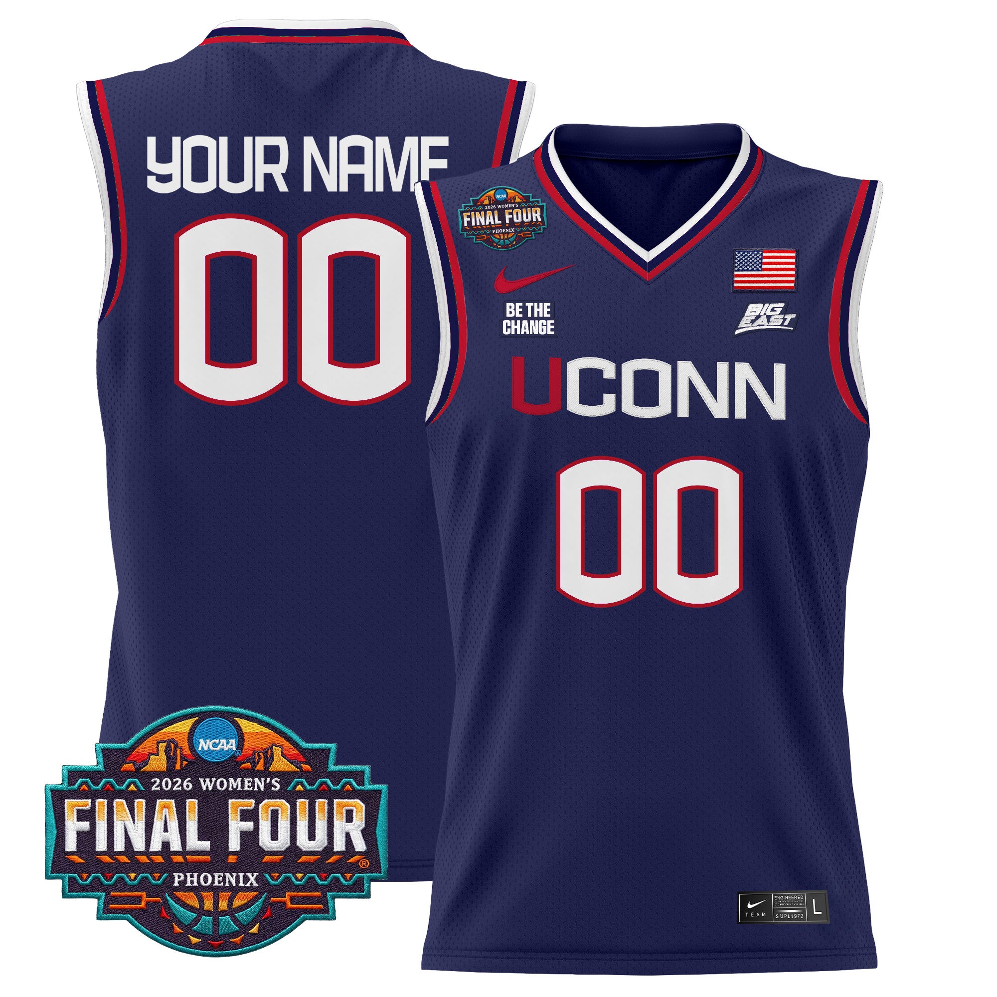 UConn Huskies 2026 Women's Tournament Final Four Custom Basketball Jersey - All Stitched