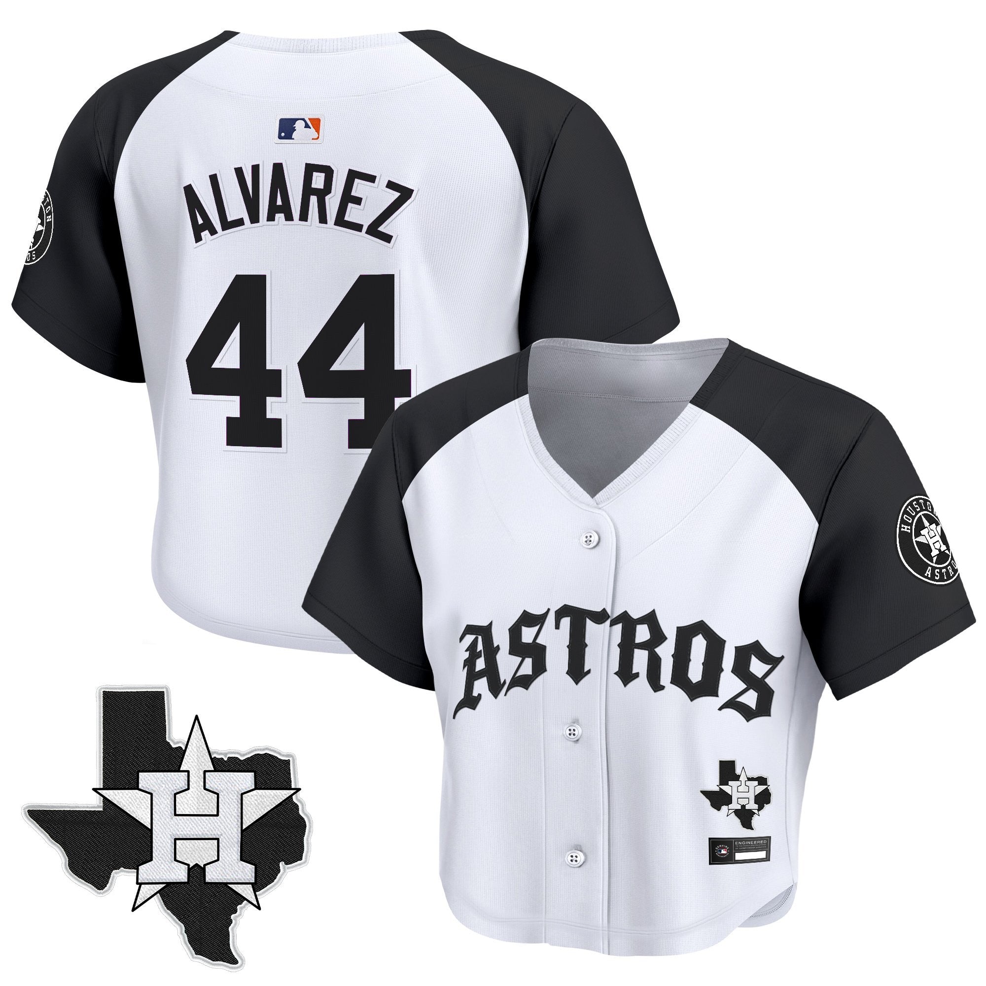 Women's Houston Astros 'Old English Edition' Crop Top Baseball Jersey - All Stitched