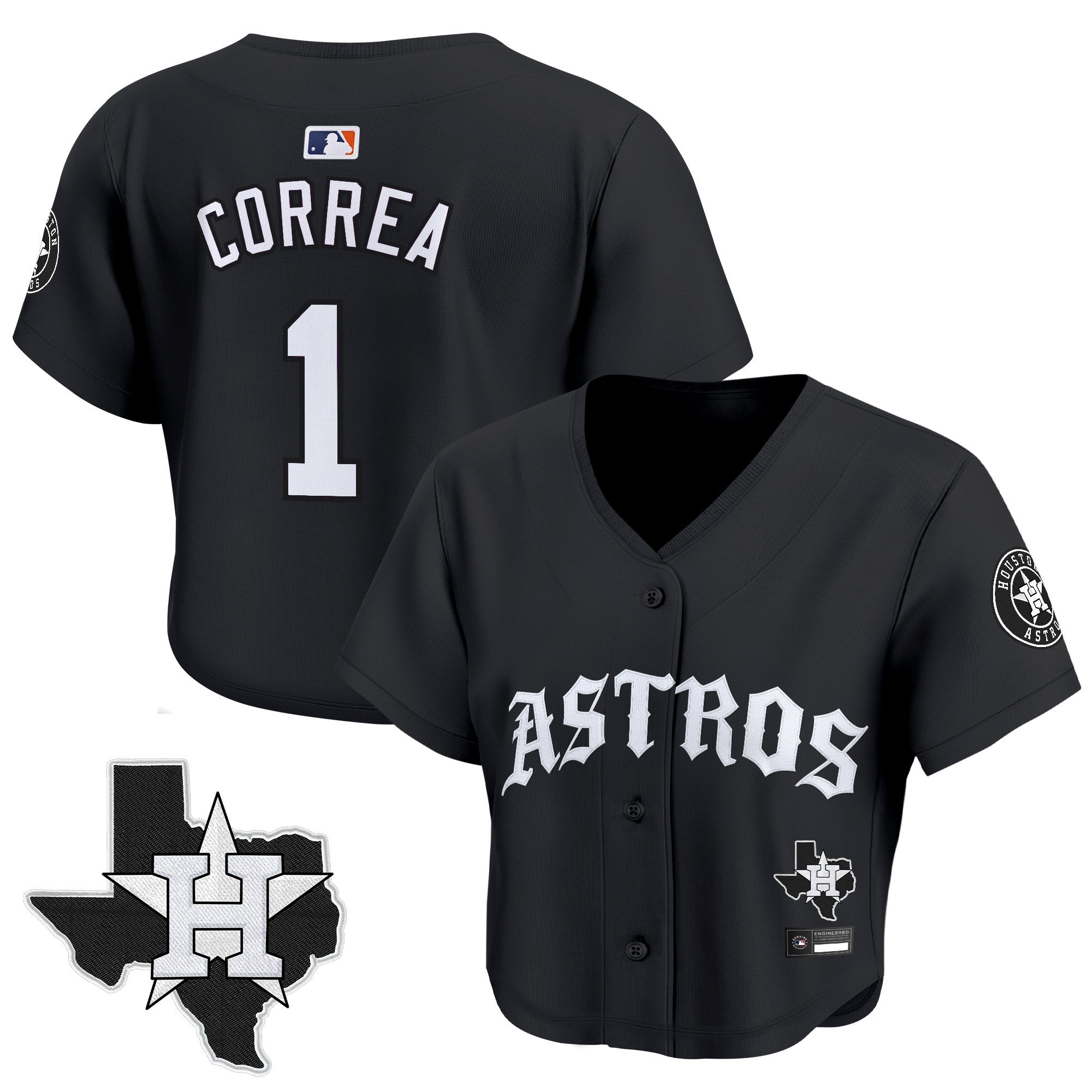Women's Houston Astros 'Old English Edition' Crop Top Baseball Jersey - All Stitched