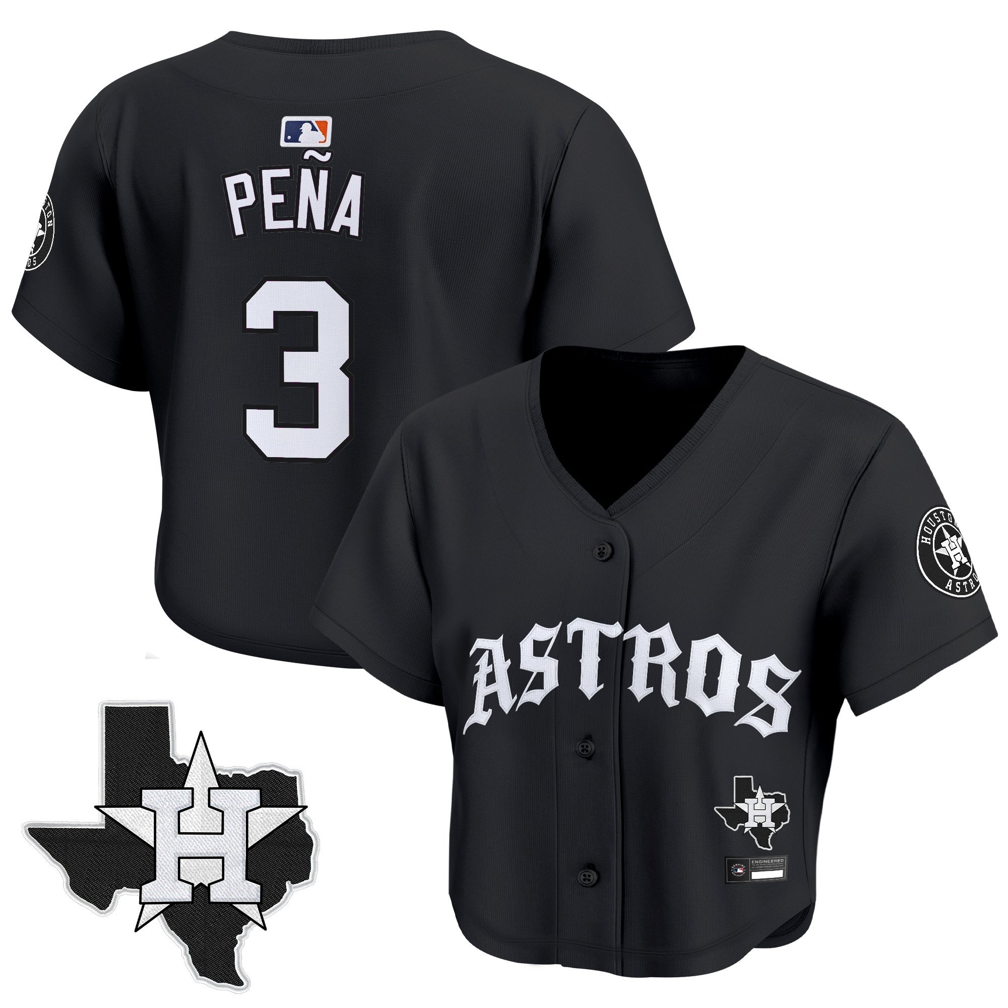 Women's Houston Astros 'Old English Edition' Crop Top Baseball Jersey - All Stitched