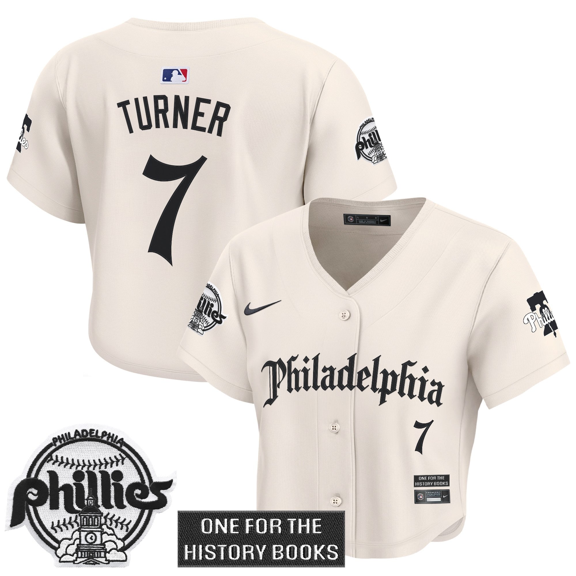 Women's Phillies 'Retro Newspaper Edition' Crop Top Baseball Jersey - All Stitched