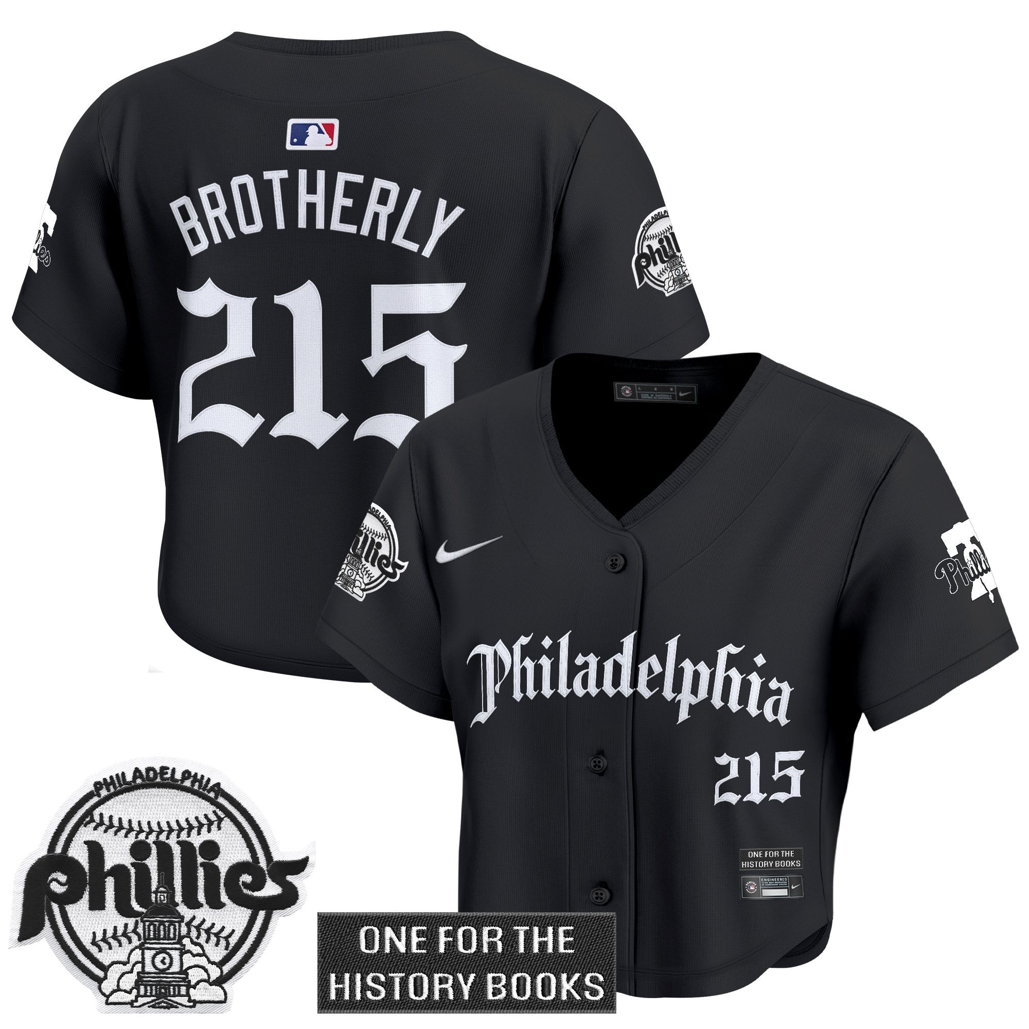 Women's Phillies 'Retro Newspaper Edition' Crop Top Baseball Jersey - All Stitched
