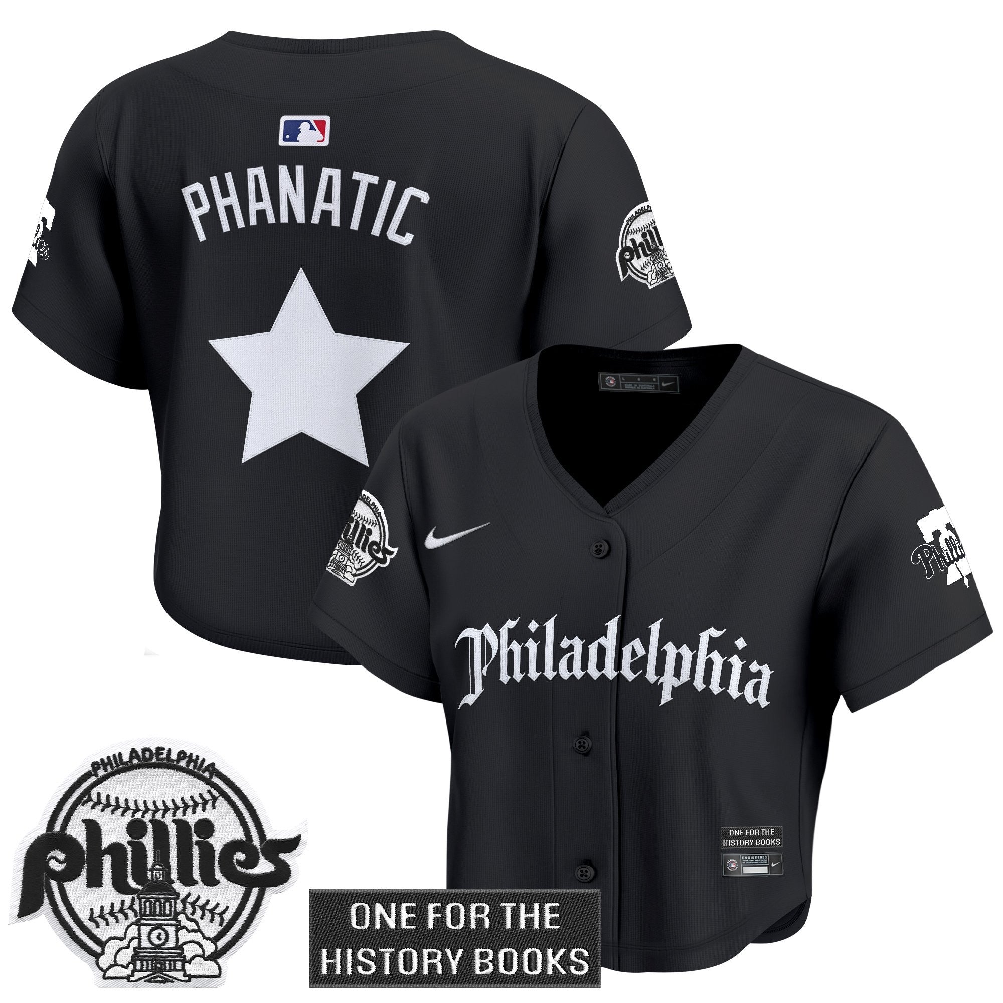 Women's Phillies 'Retro Newspaper Edition' Crop Top Baseball Jersey - All Stitched