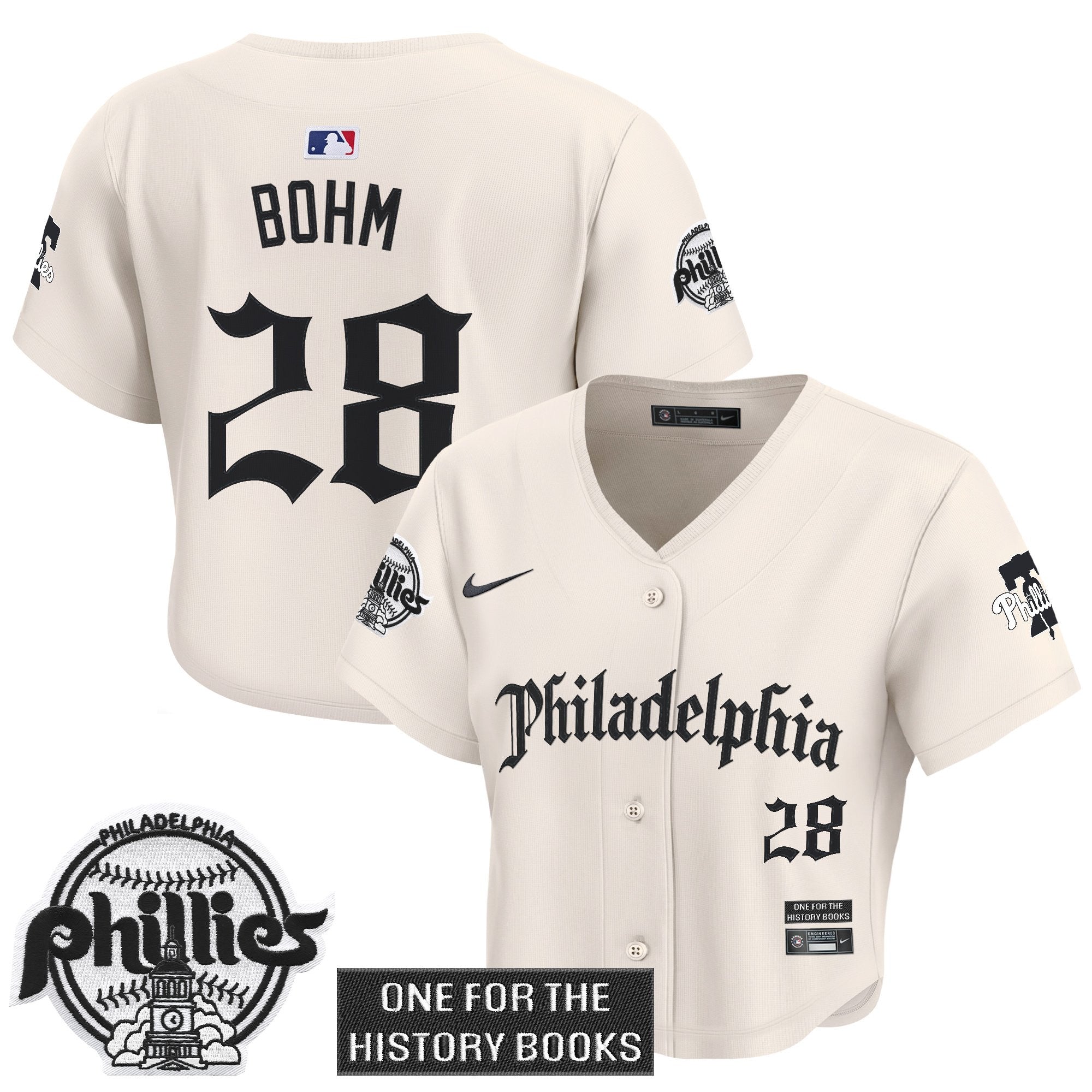 Women's Phillies 'Retro Newspaper Edition' Crop Top Baseball Jersey - All Stitched