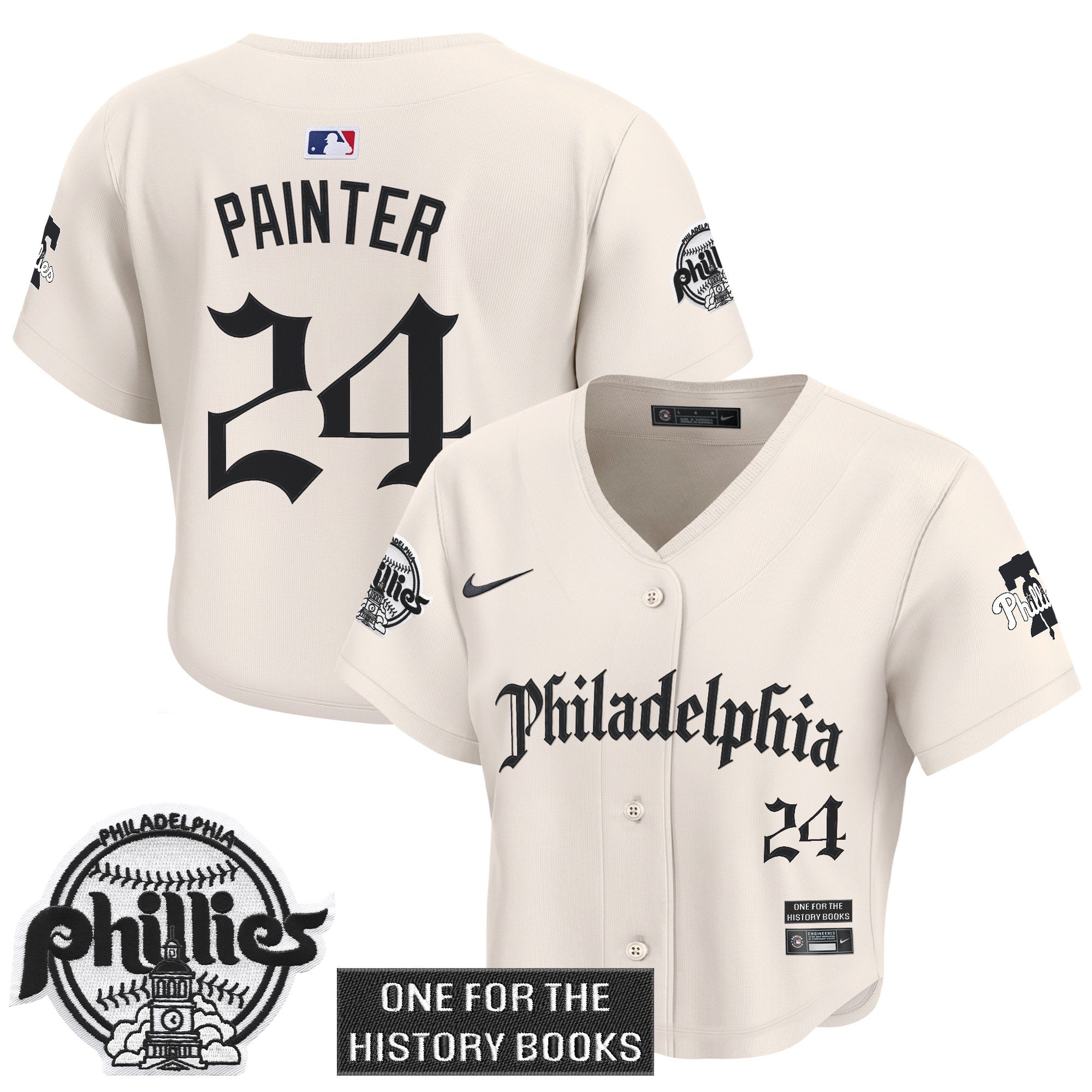 Women's Phillies 'Retro Newspaper Edition' Crop Top Baseball Jersey - All Stitched
