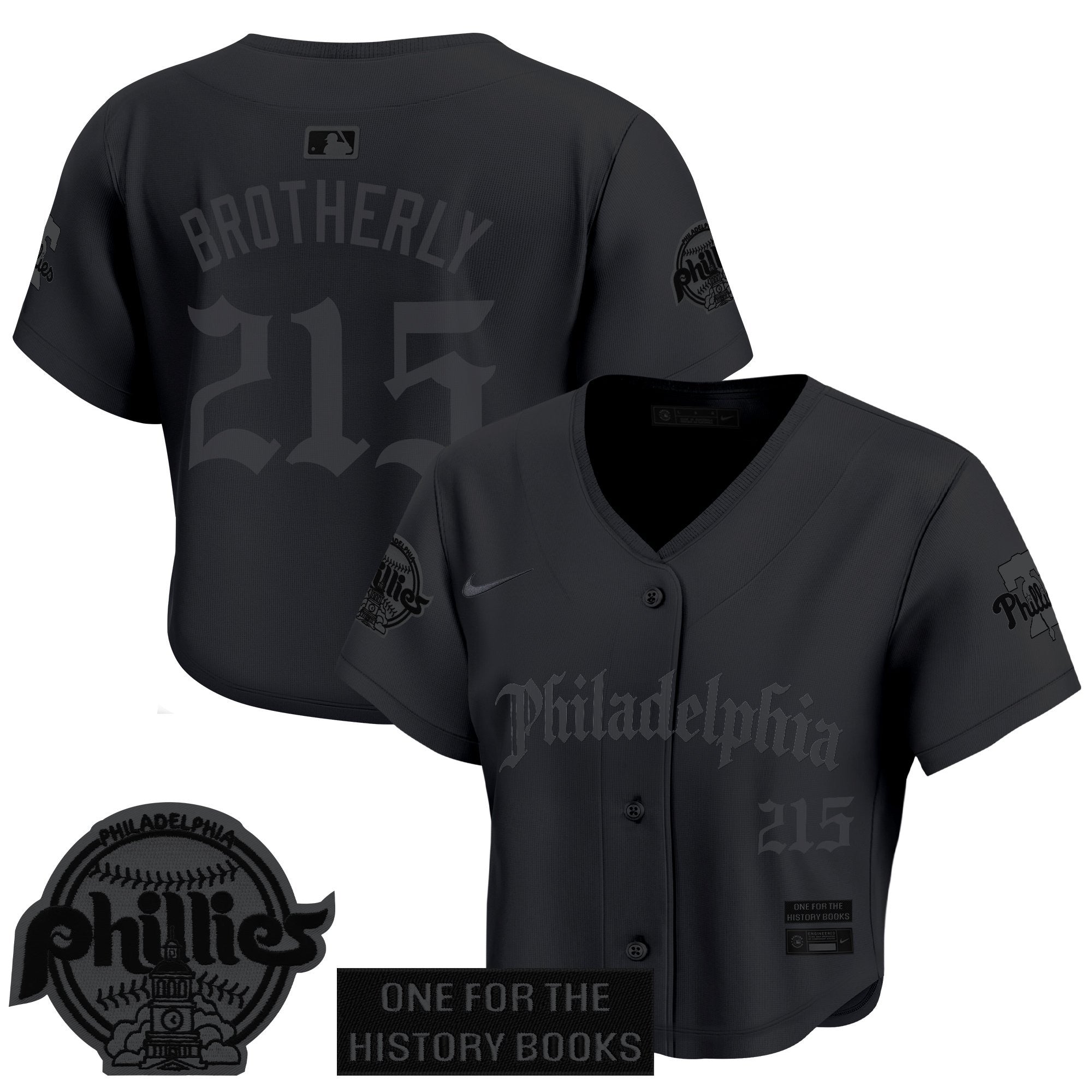 Women's Phillies 'Retro Newspaper Edition' Crop Top Baseball Jersey - All Stitched