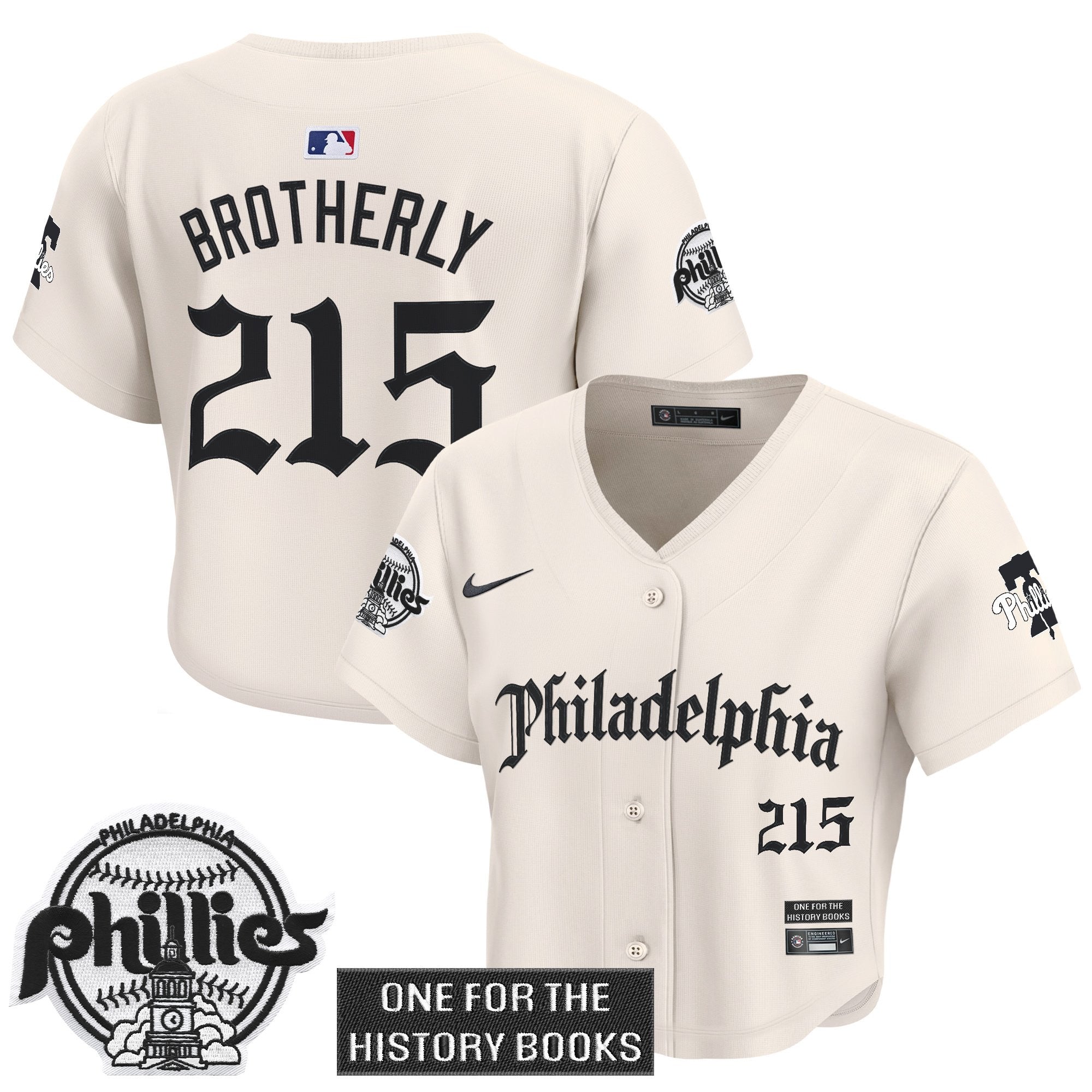 Women's Phillies 'Retro Newspaper Edition' Crop Top Baseball Jersey - All Stitched