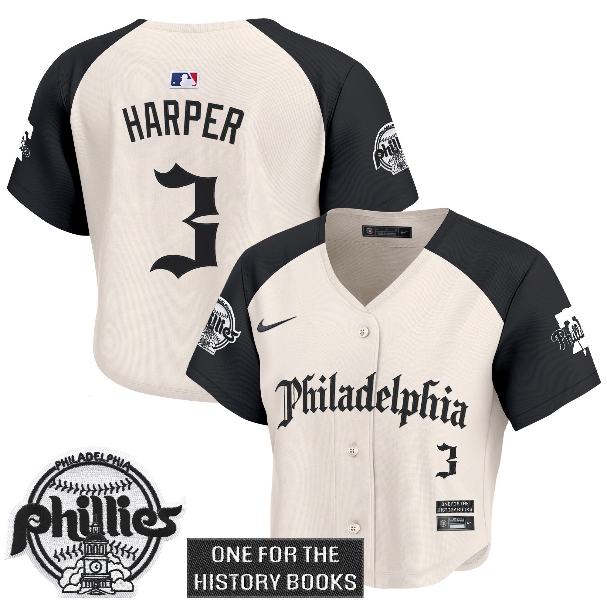 Women's Phillies 'Retro Newspaper Edition' Crop Top Baseball Jersey - All Stitched