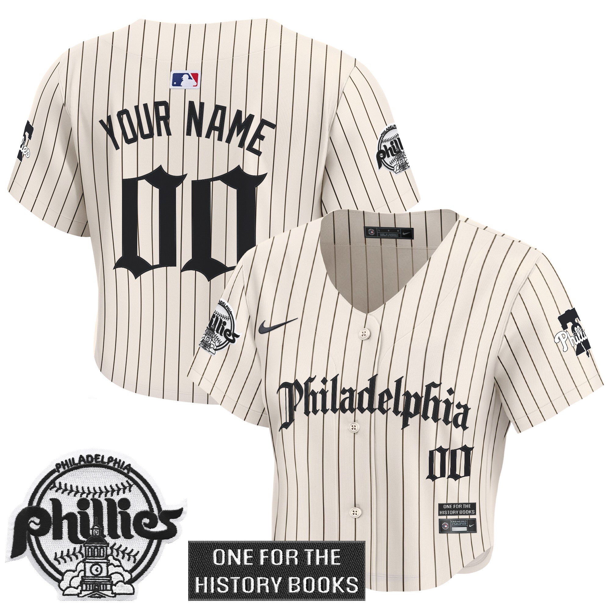 Women's Phillies 'Retro Newspaper Edition' Crop Top Baseball Custom Jersey - All Stitched
