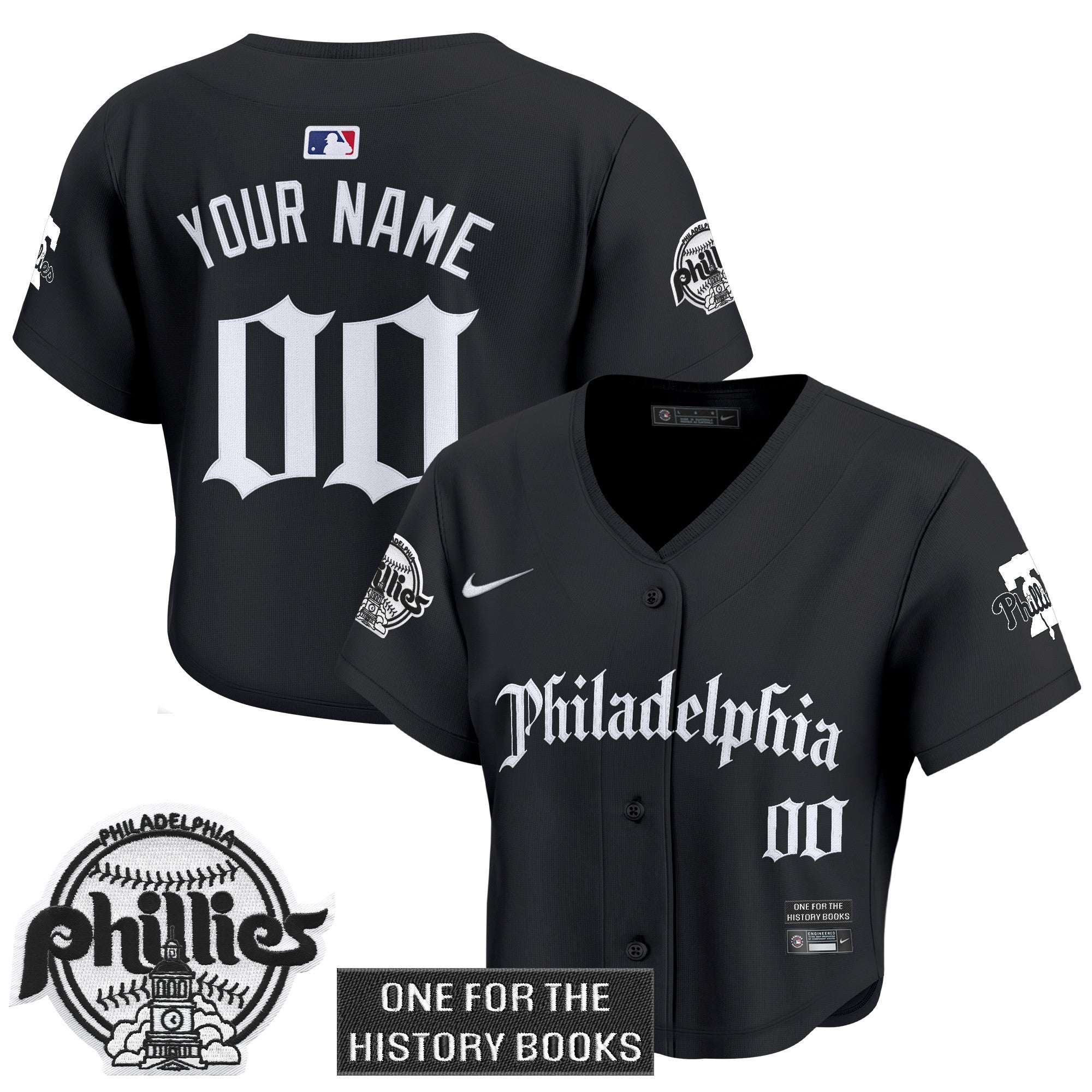 Women's Phillies 'Retro Newspaper Edition' Crop Top Baseball Custom Jersey - All Stitched