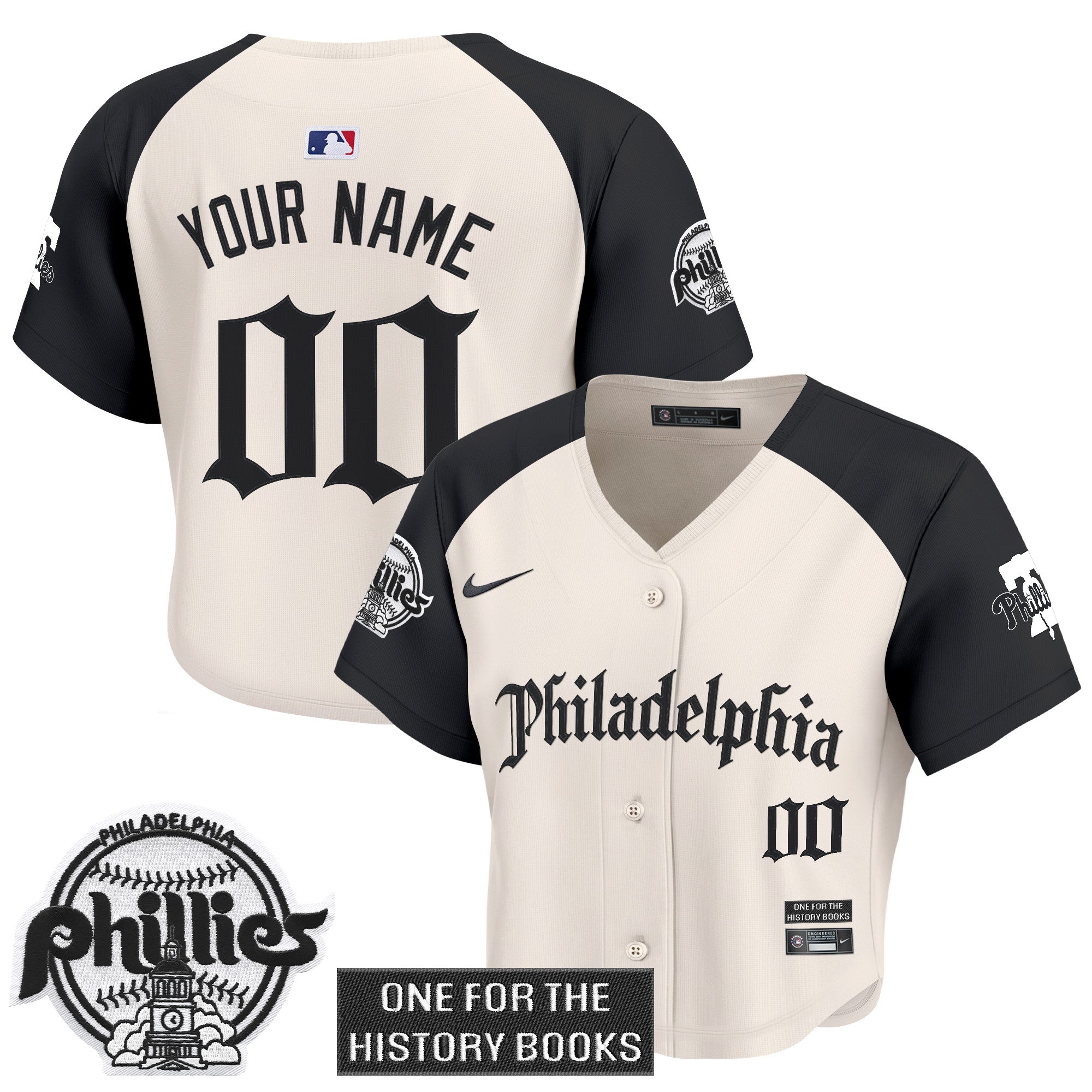 Women's Phillies 'Retro Newspaper Edition' Crop Top Baseball Custom Jersey - All Stitched