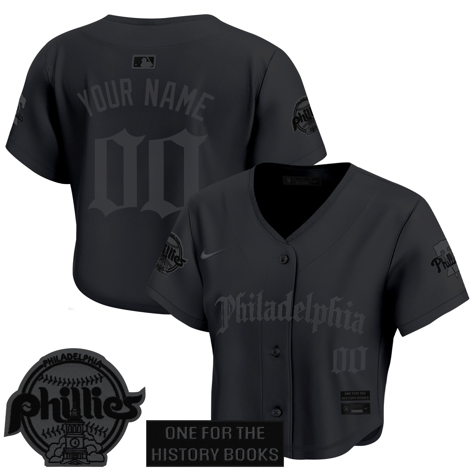 Women's Phillies 'Retro Newspaper Edition' Crop Top Baseball Custom Jersey - All Stitched