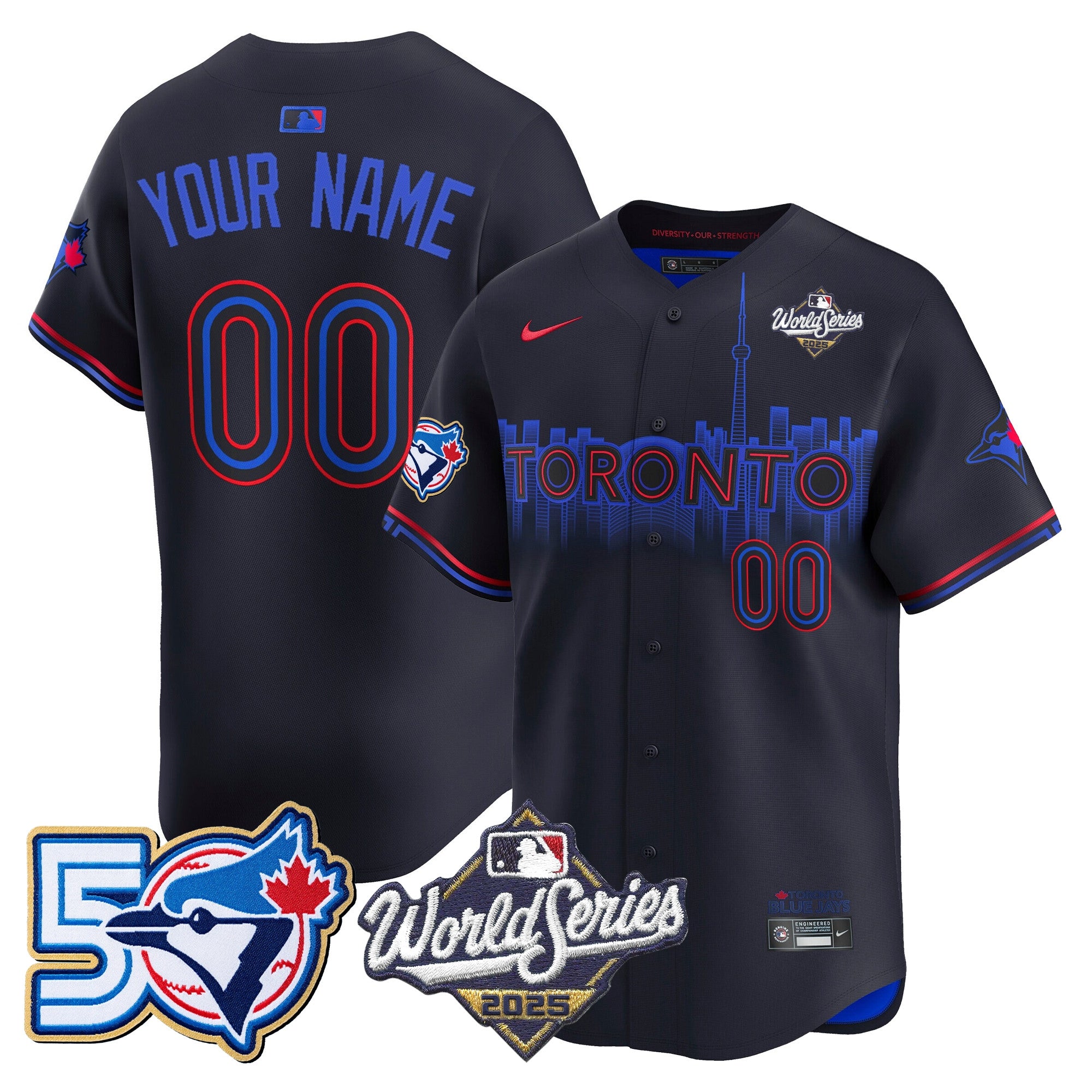 Toronto Blue Jays 2025 World Series Vapor Premier Limited Custom Jersey - 50 Seasons Patch - All Stitched
