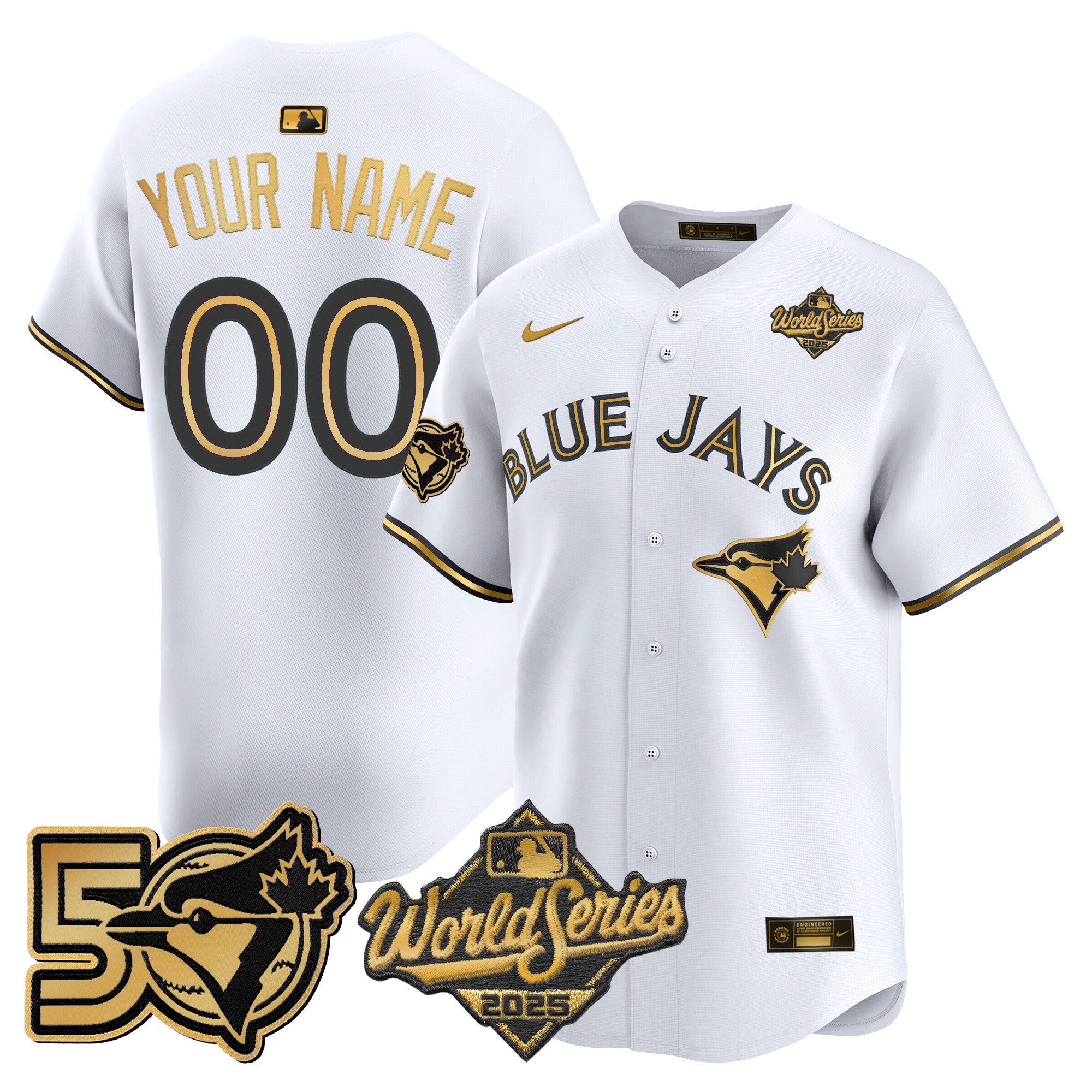 Toronto Blue Jays 2025 World Series Vapor Premier Limited Custom Jersey - 50 Seasons Patch - All Stitched