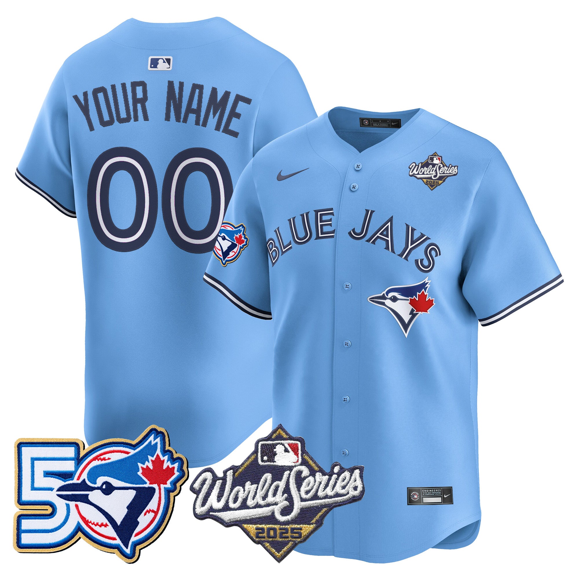 Toronto Blue Jays 2025 World Series Vapor Premier Limited Custom Jersey - 50 Seasons Patch - All Stitched