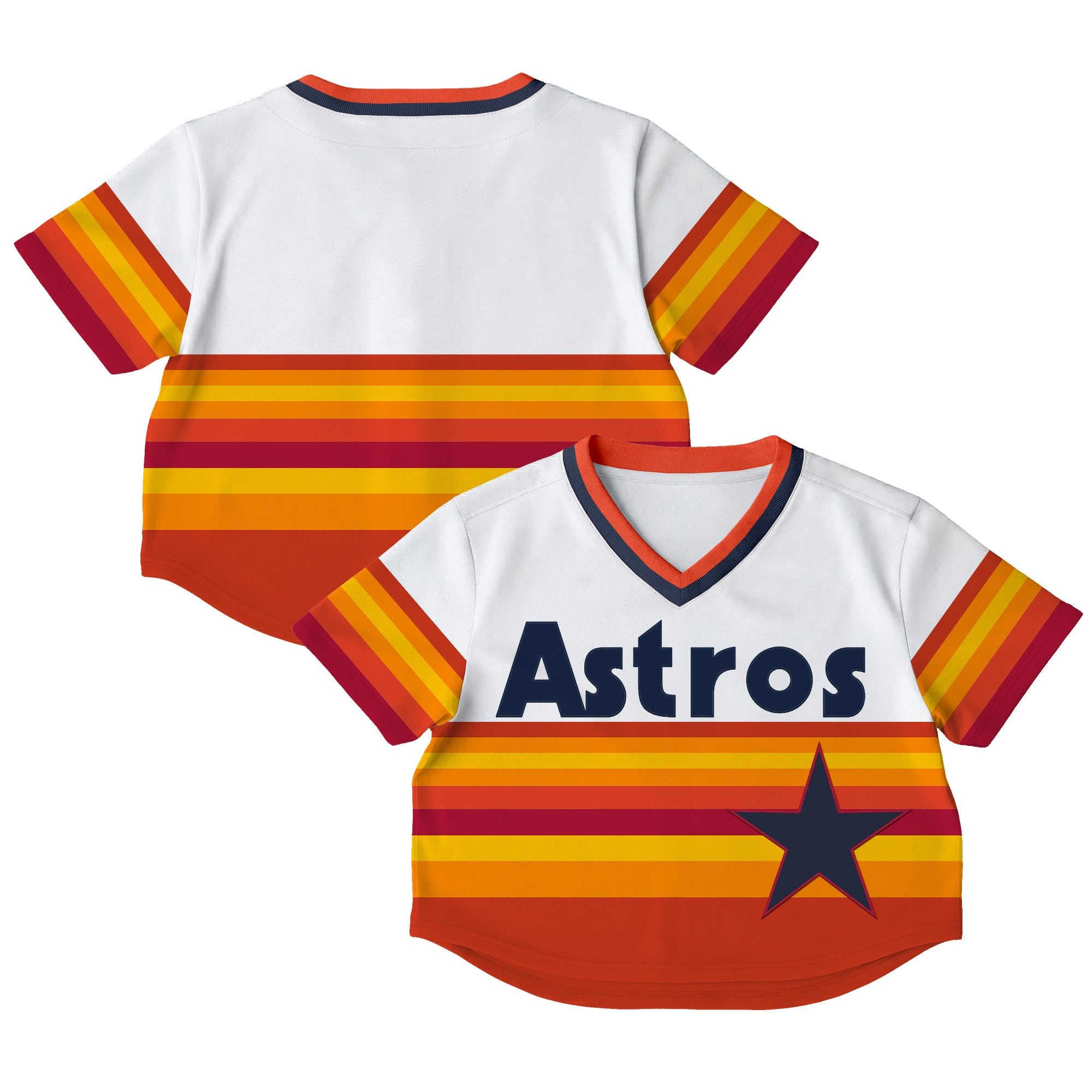 Women's Houston Astros Throwback Crop Top Baseball Jersey - All Stitched