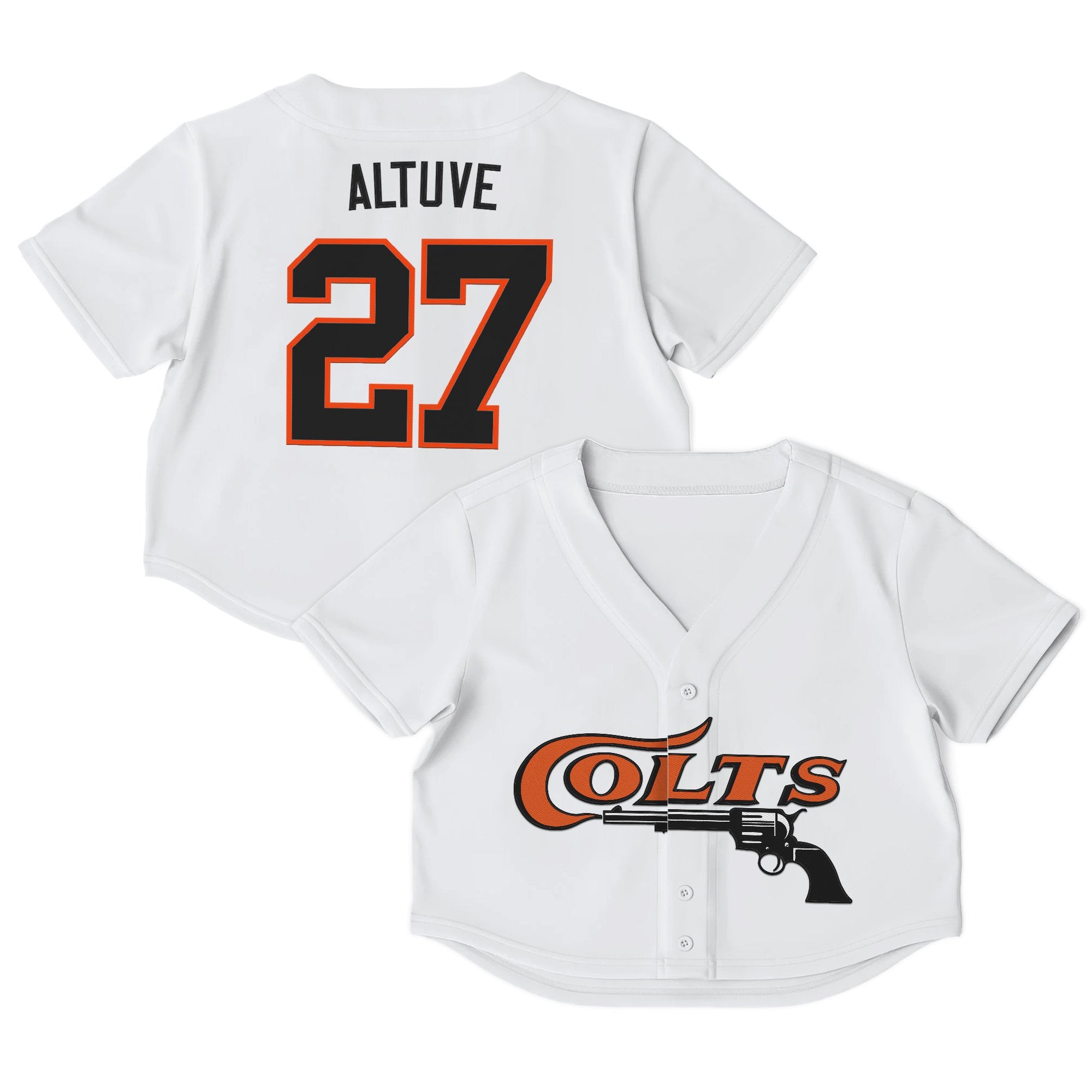 Women's Houston Astros Throwback Crop Top Baseball Jersey - All Stitched